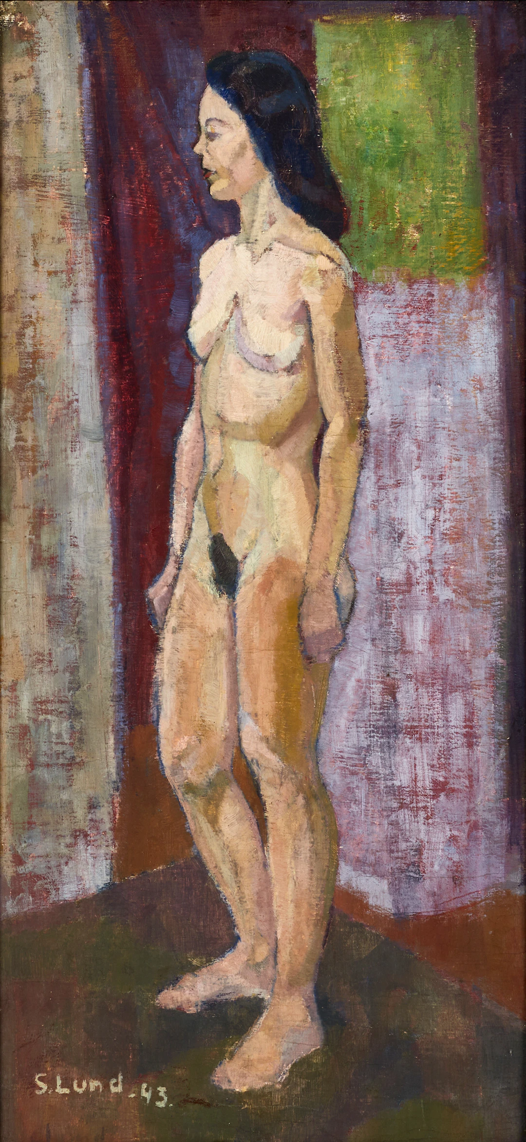 SIGNE LUND-ASPENSTRÖM (1922-2015). Modellstudie, signerad och daterad