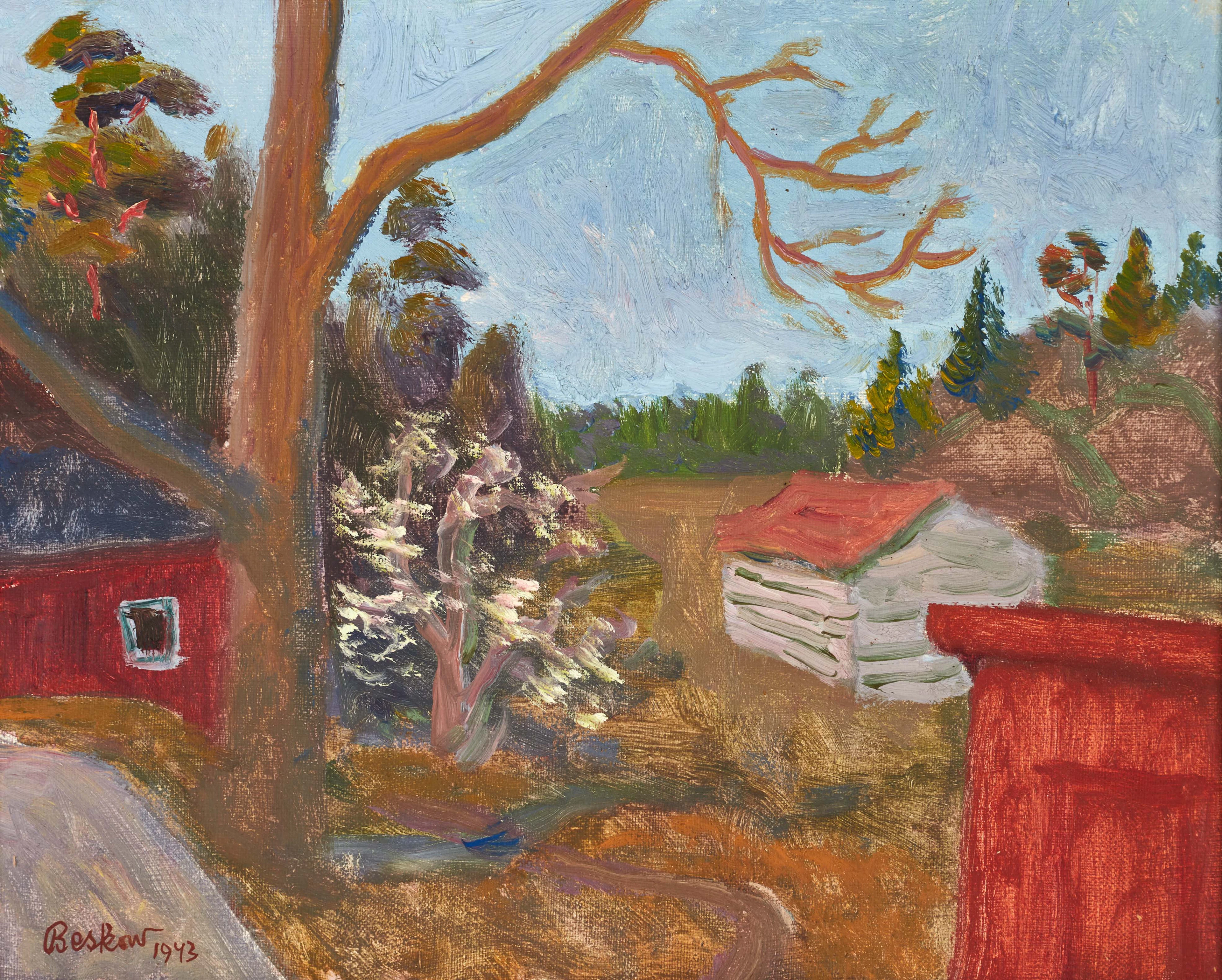 BO BESKOW (1906–1989). Stuga vid skogen, signerad och daterad Beskow