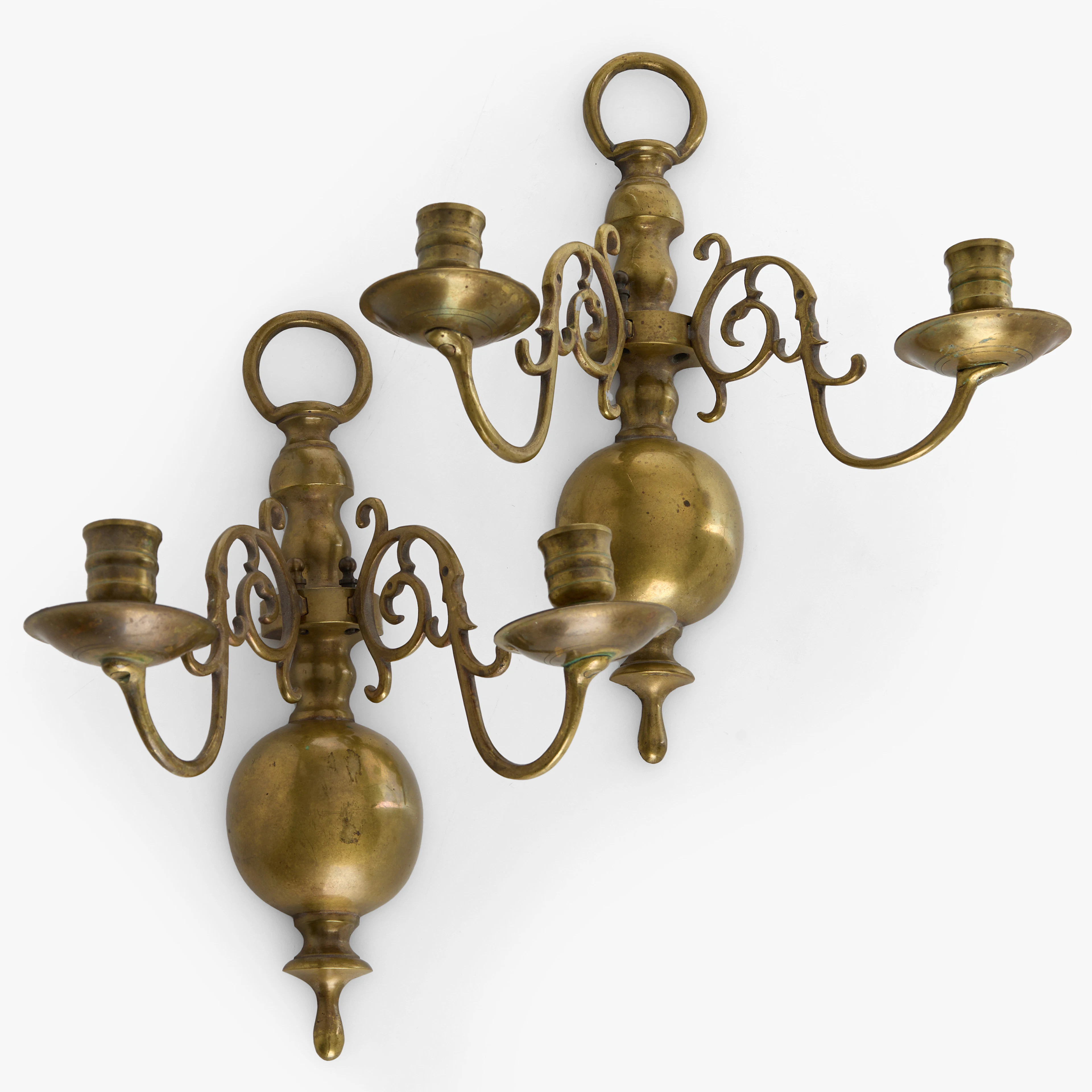 APPLIQUER, ett par, barockstil, 18/1900-tal, mässing.