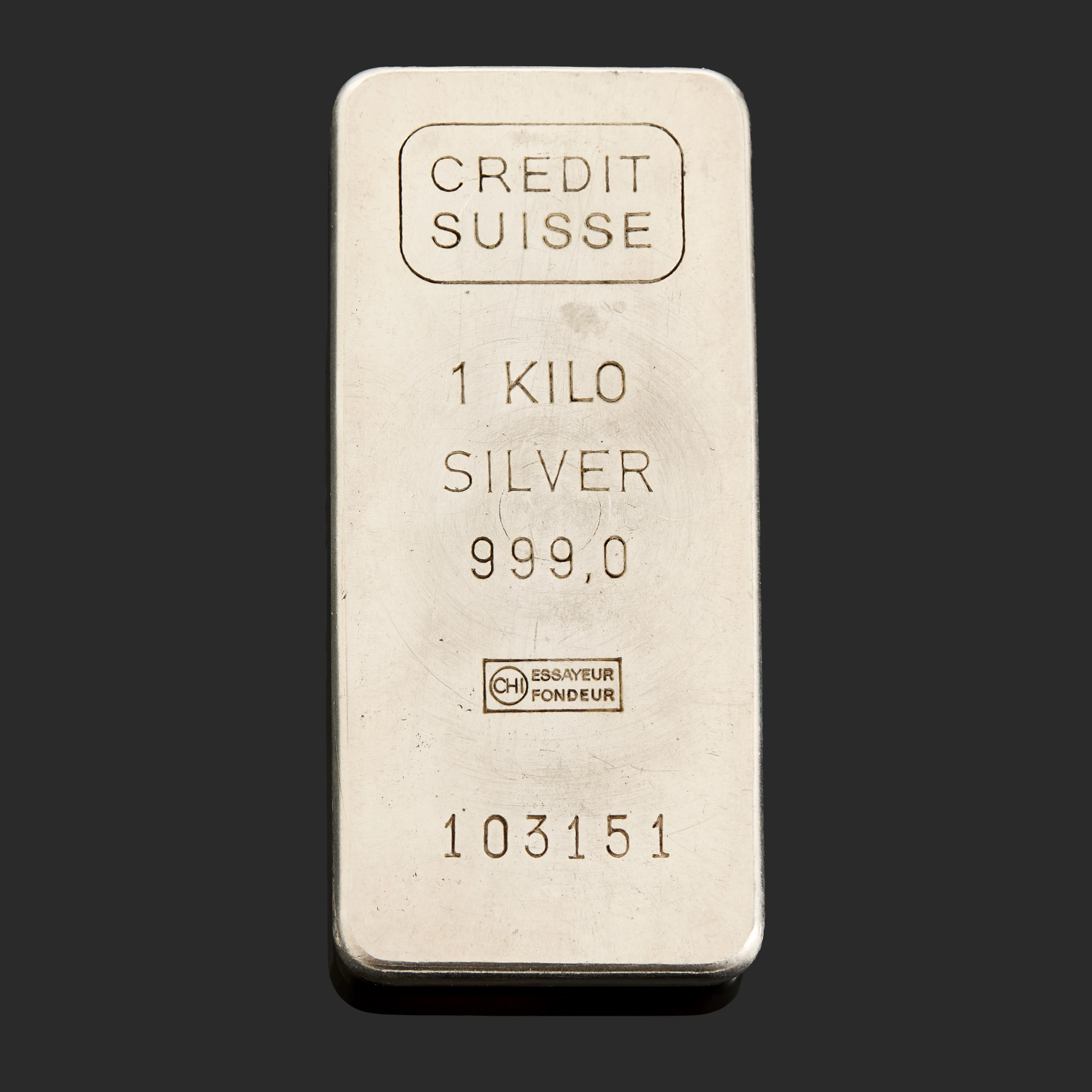 SILVERTACKA, 999,0 silver, Credit Suisse, ca 1000 gram.