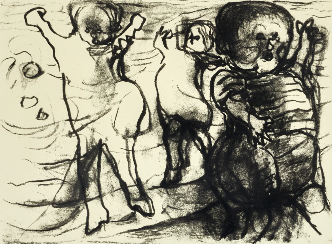 BERTA HANSSON (1910–1994). Lekande barn, signerad och numrerad 18/100