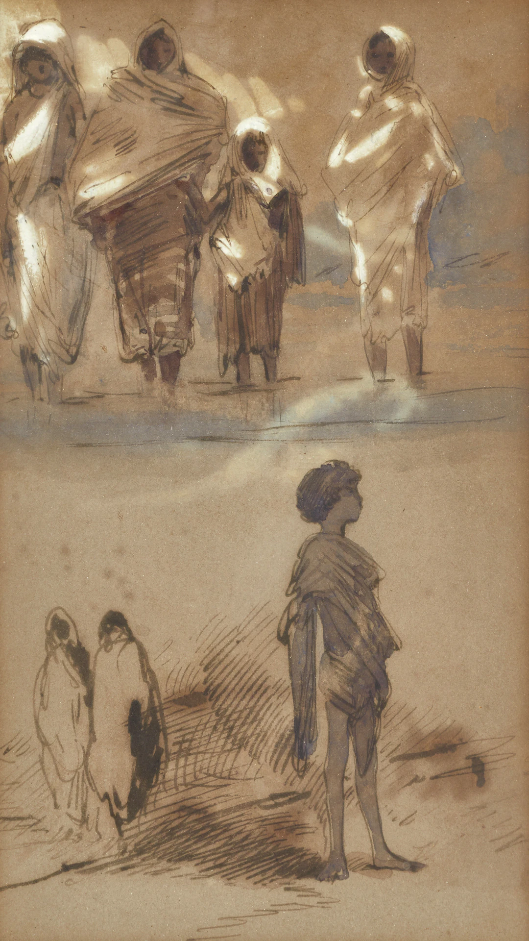 EGRON LUNDGREN (1815-1875). Figurstudier, utförd i Indien omkring