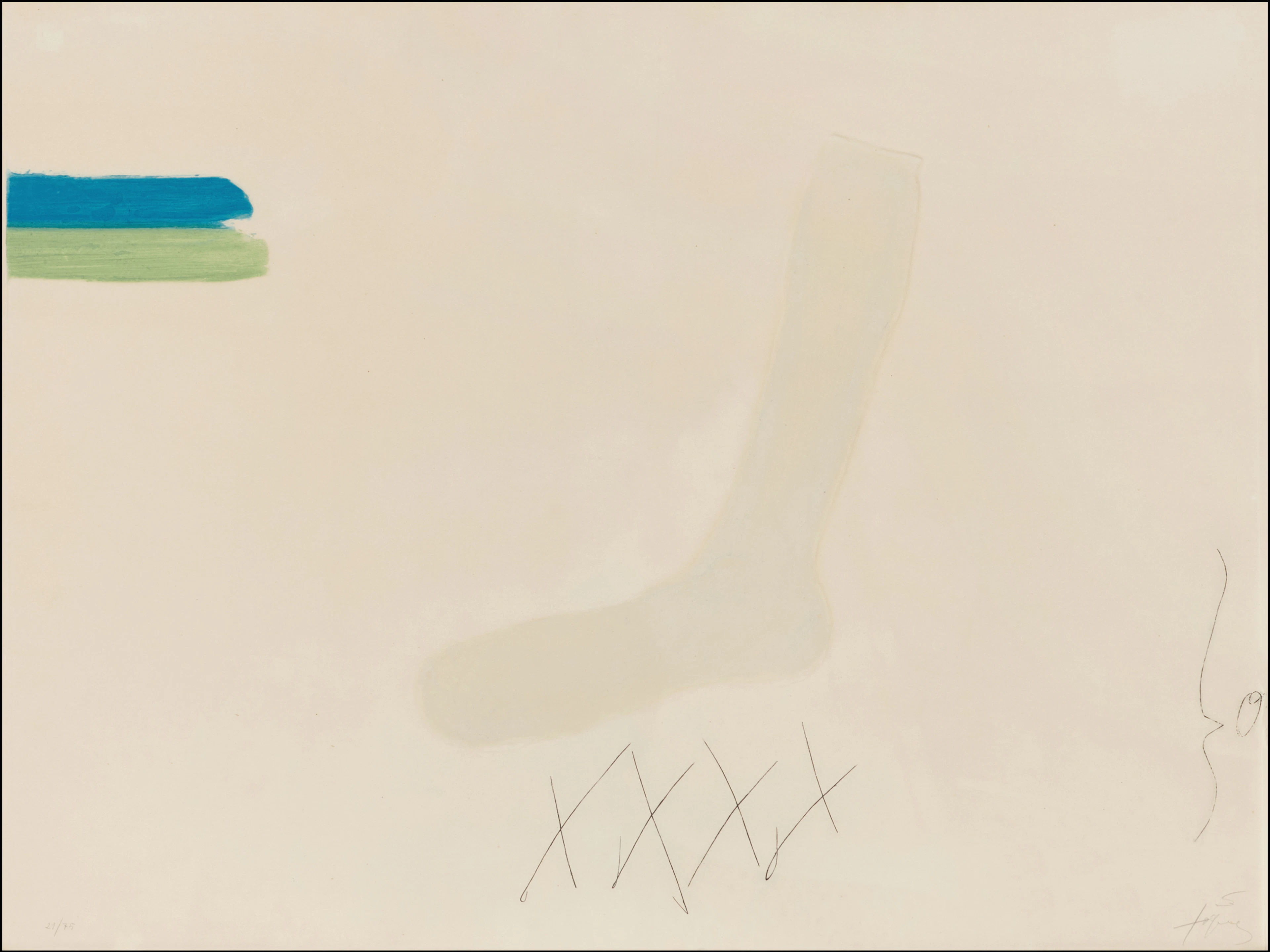 ANTONI TÀPIES (SPANIEN, 1923-2012). "Mitjó", 1971 signerad och numrerad