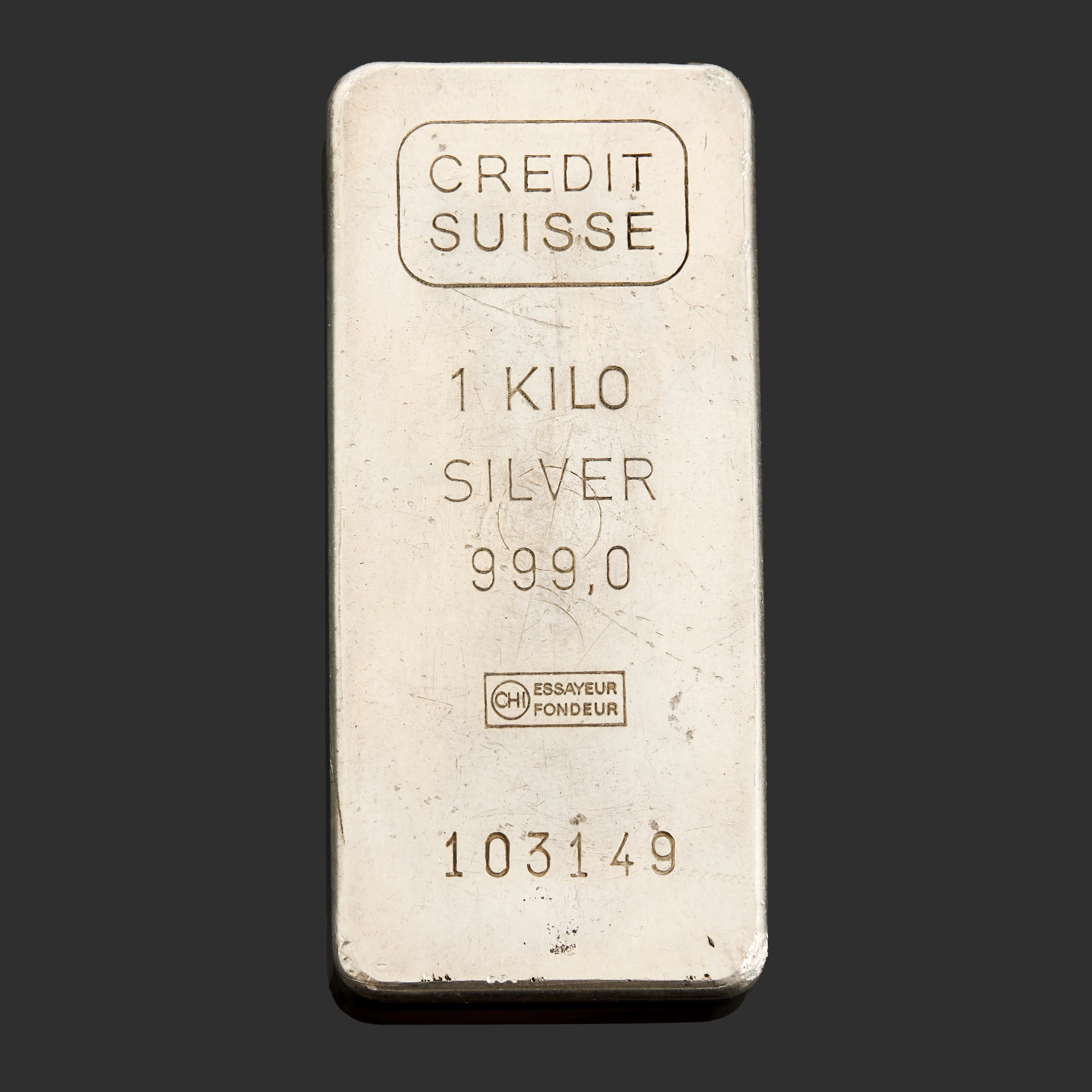 SILVERTACKA, 999,0 silver, Credit Suisse, ca 1000 gram.