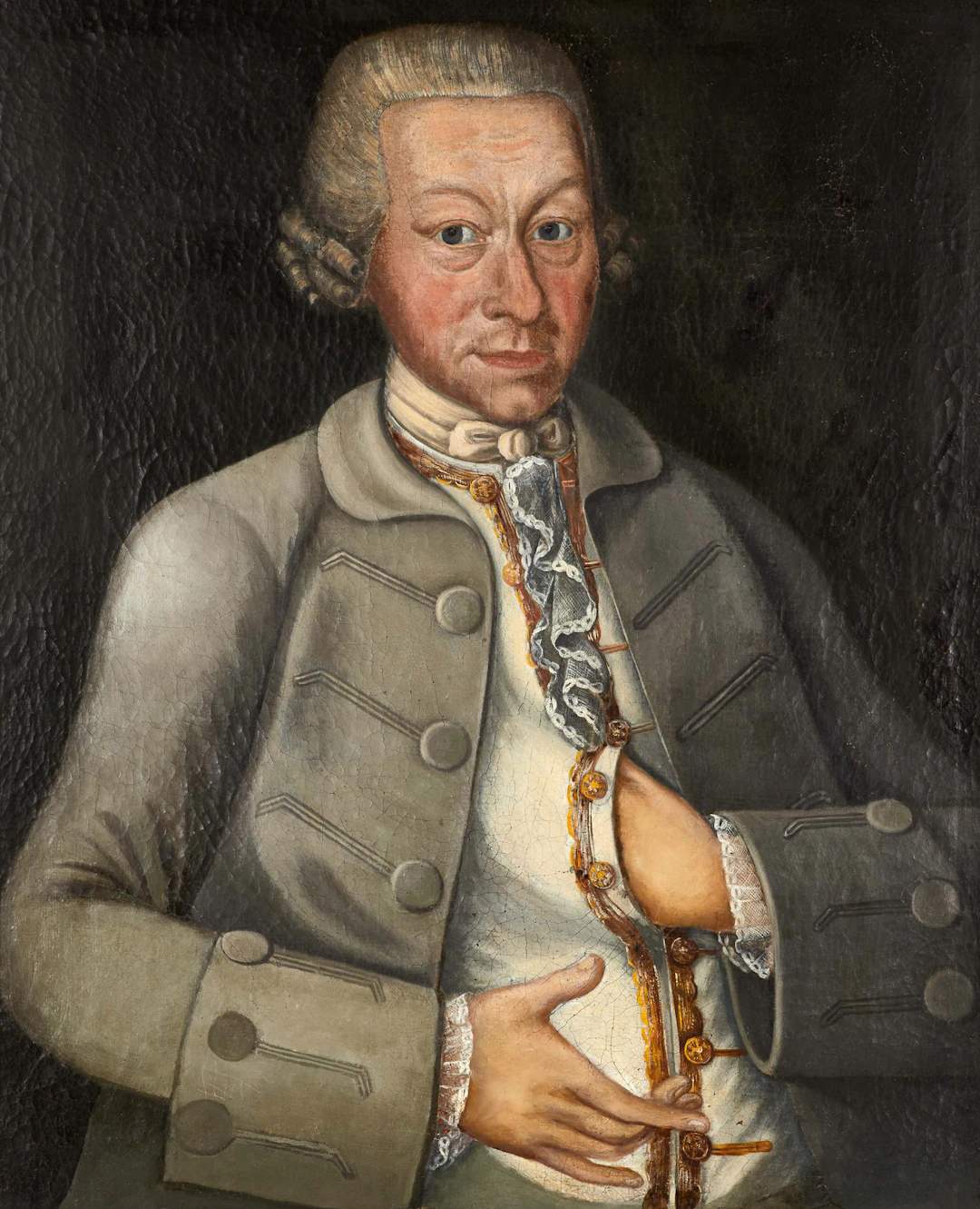 OKÄND KONSTNÄR. Mansporträtt, osignerat, olja på duk, 1700-talets senare del.