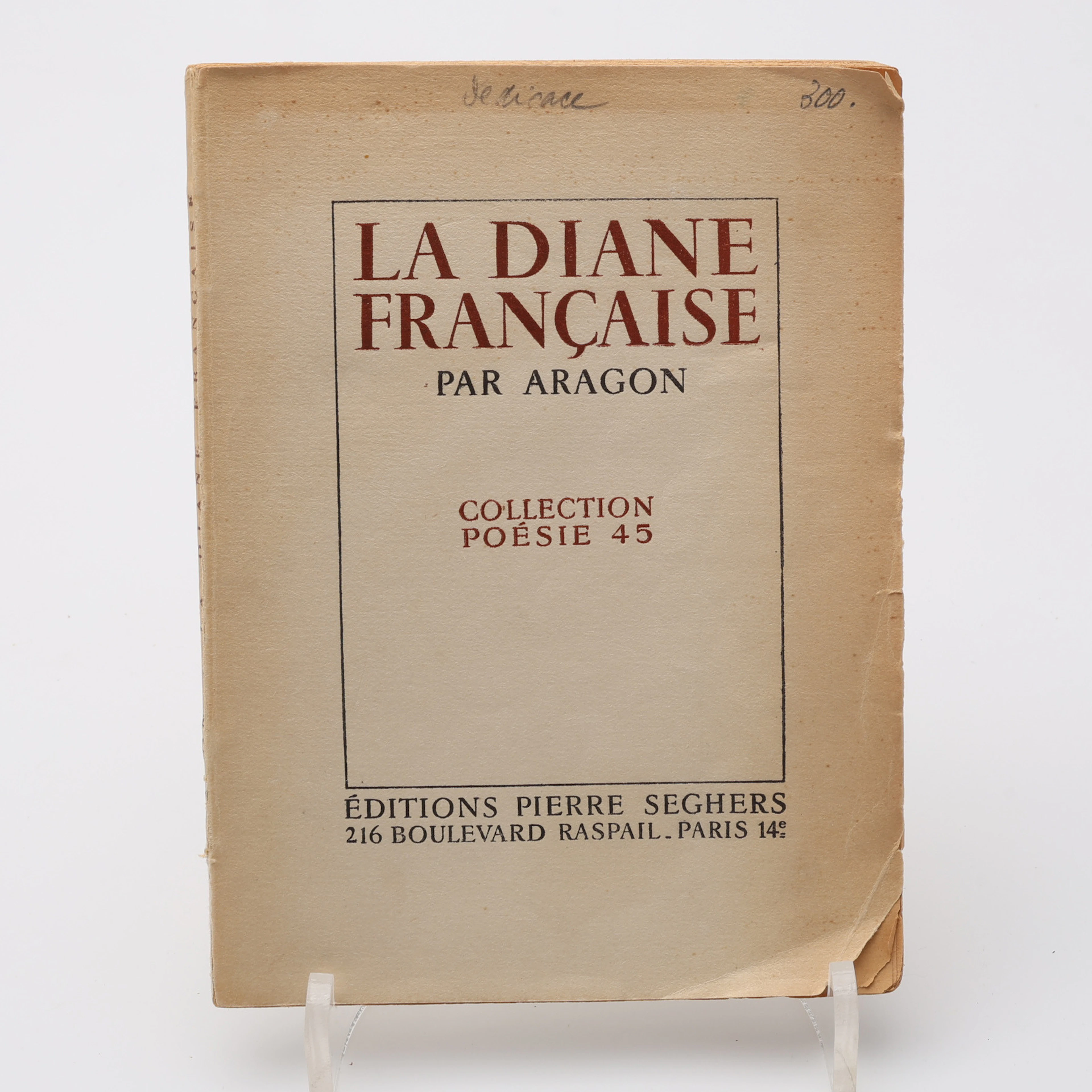 DEN FRANSKA DADAISTEN LOUIS ARAGONS LA DIANE FRAN‹ÇAISE 1945 MED EN