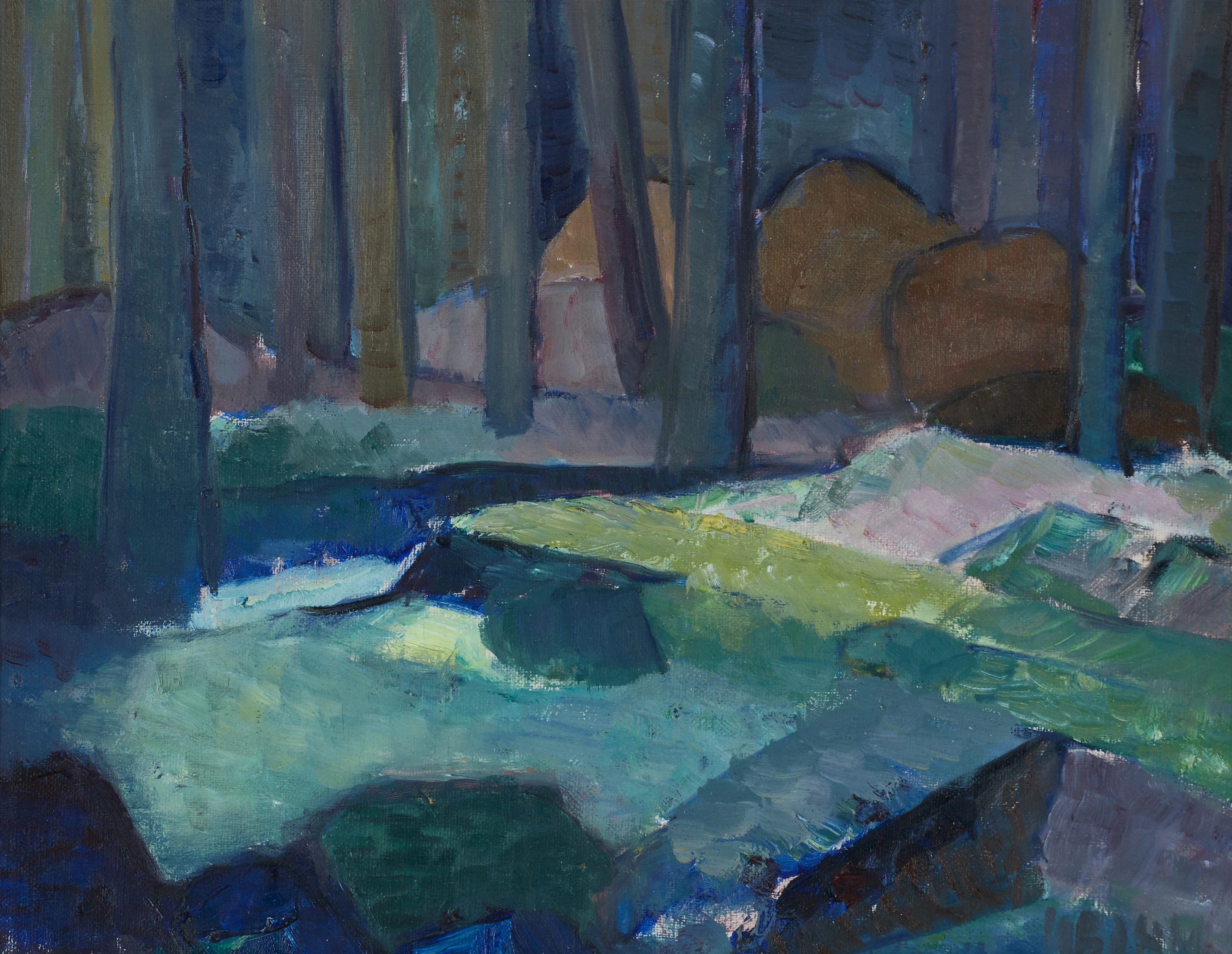 MARTHE BOHM (Warnsdorf/Böhmen 1898-1972), "Skogsinteriör" (från Kråkön")