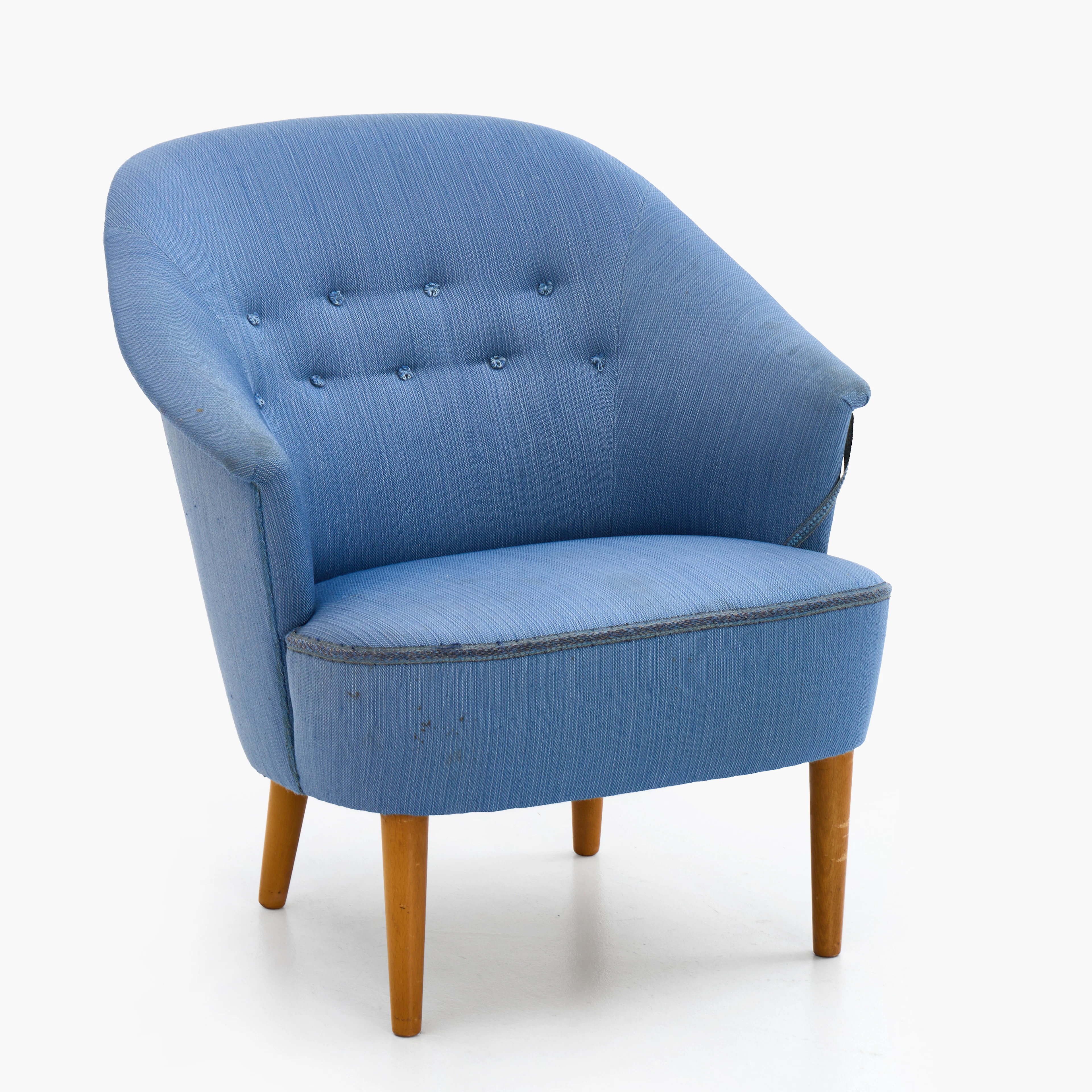 CARL MALMSTEN. Fåtölj, "Lillasyster", O.H Sjögren, formgiven 1956, brickmärkt.