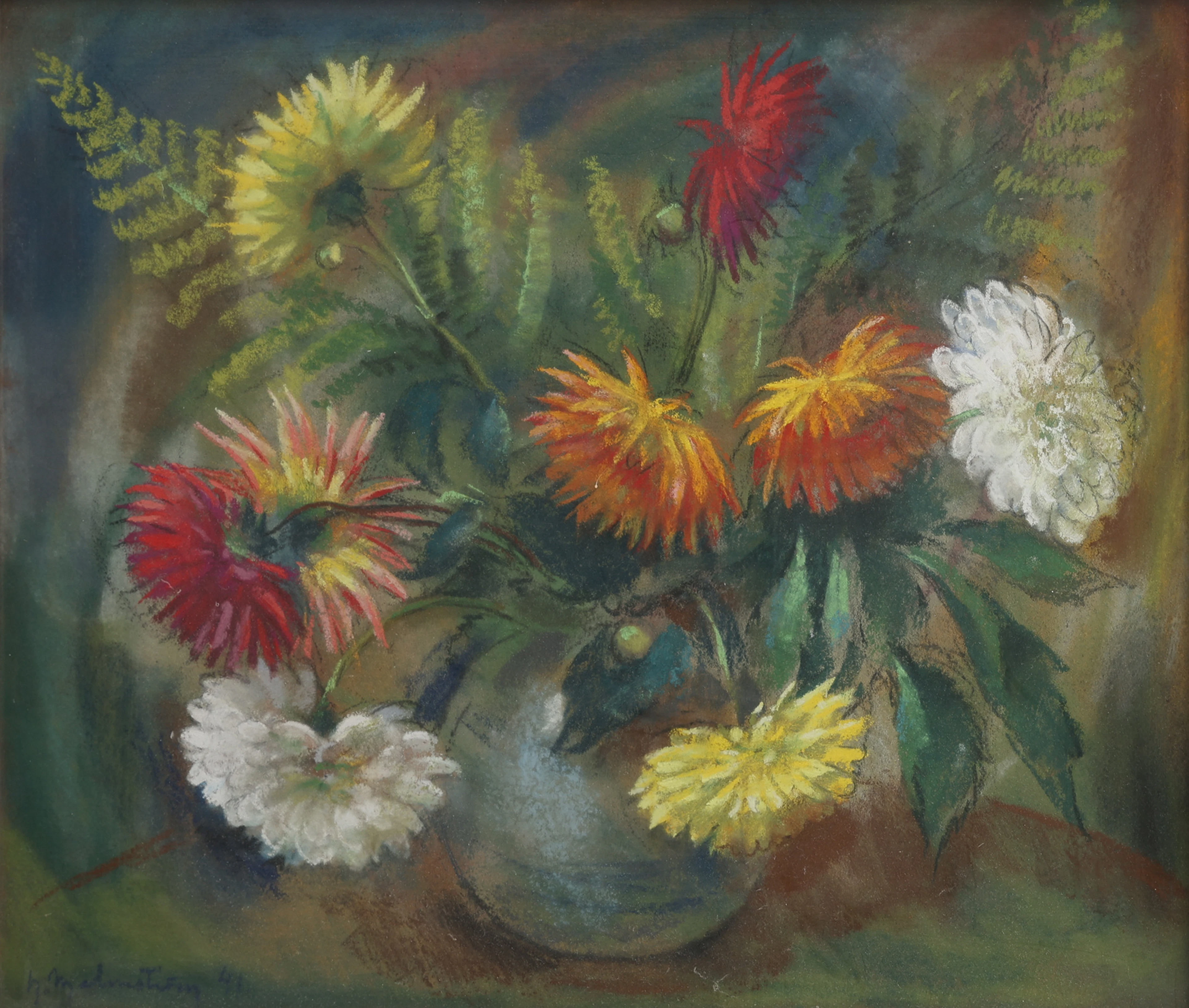 HENNING MALMSTRÖM 1890-1968. PASTELL PÅ PAPPER, BLOMSTERSTILLEBEN