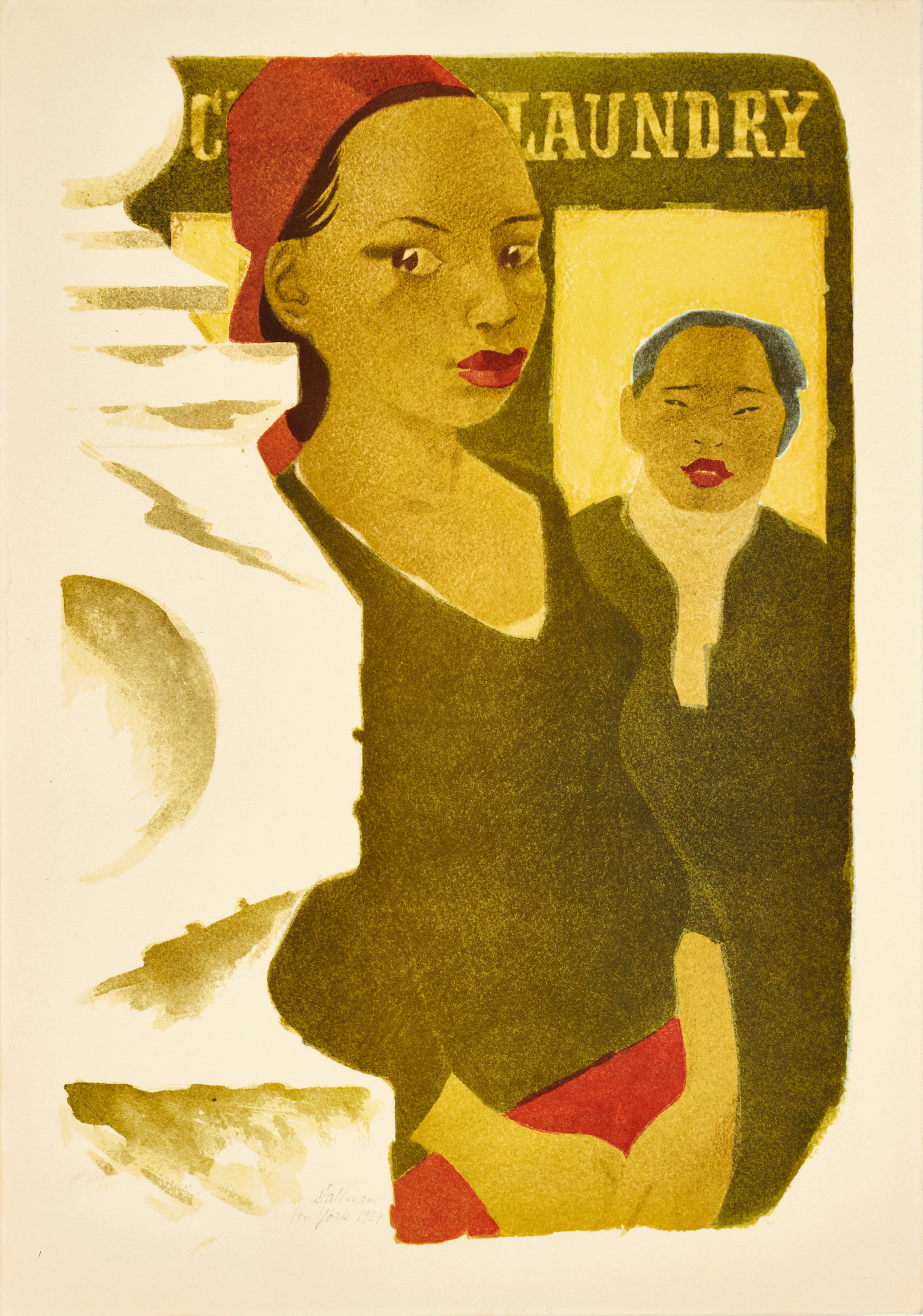 ADOLF HALLMAN (1893-1968. Laundry, signerad i trycket, Hallman, New