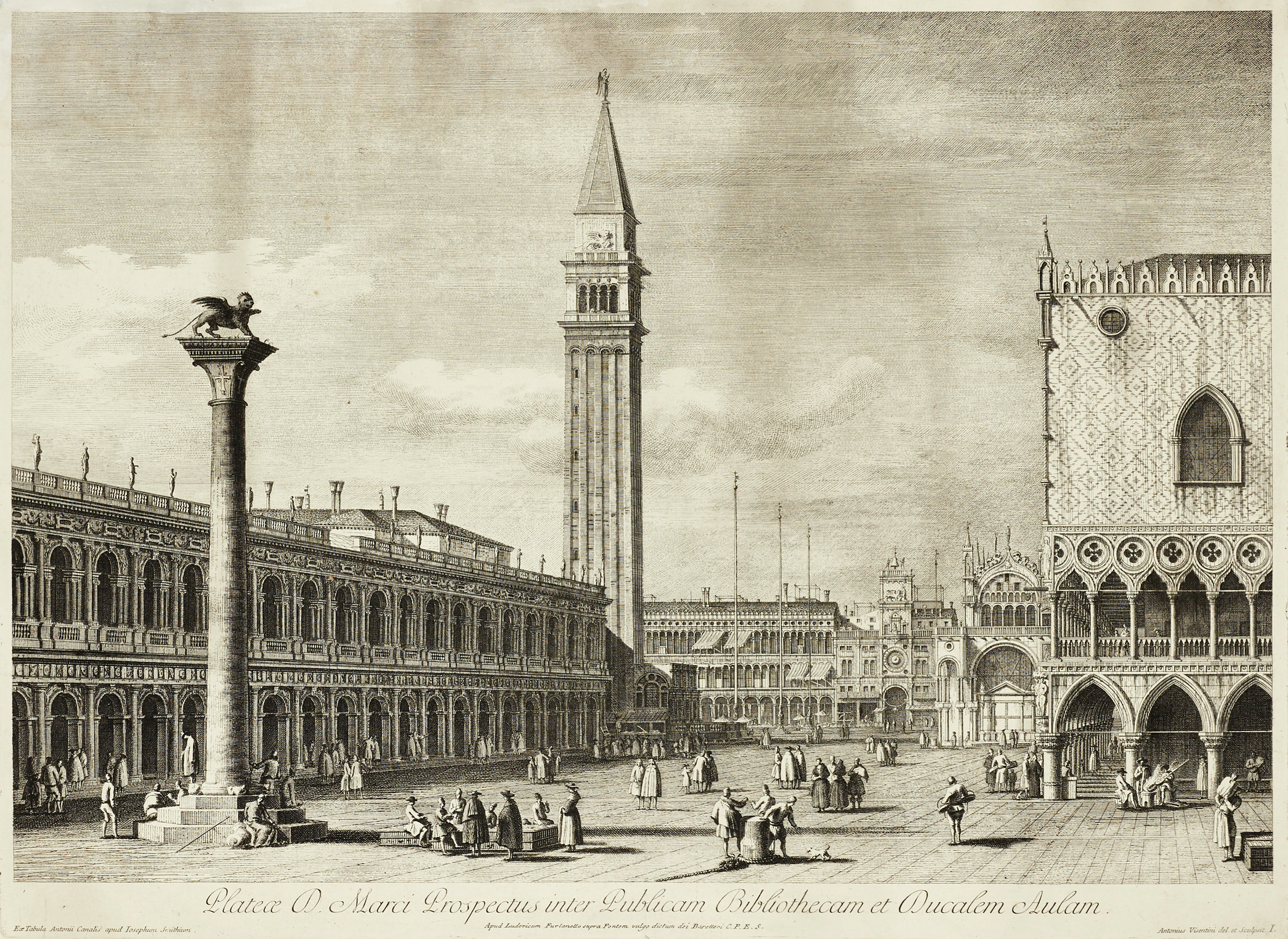 ANTONIO VISENTINI (1688-1782), Venedigmotiv, tre etsningar efter Canaletto