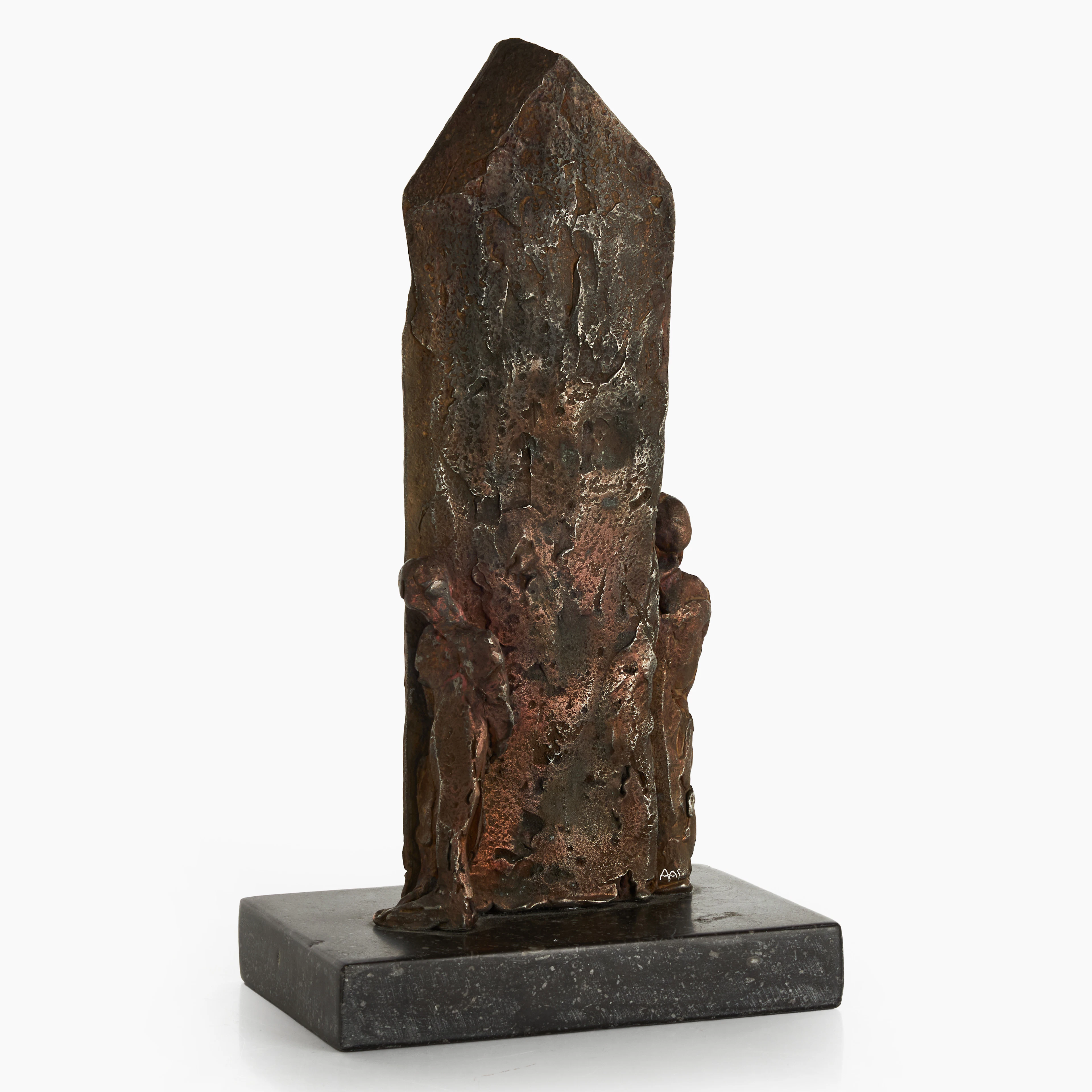 ANN AHLBOM SUNDQVIST. Skulptur, monogramsignerad AAS, bronspatinerad metall.