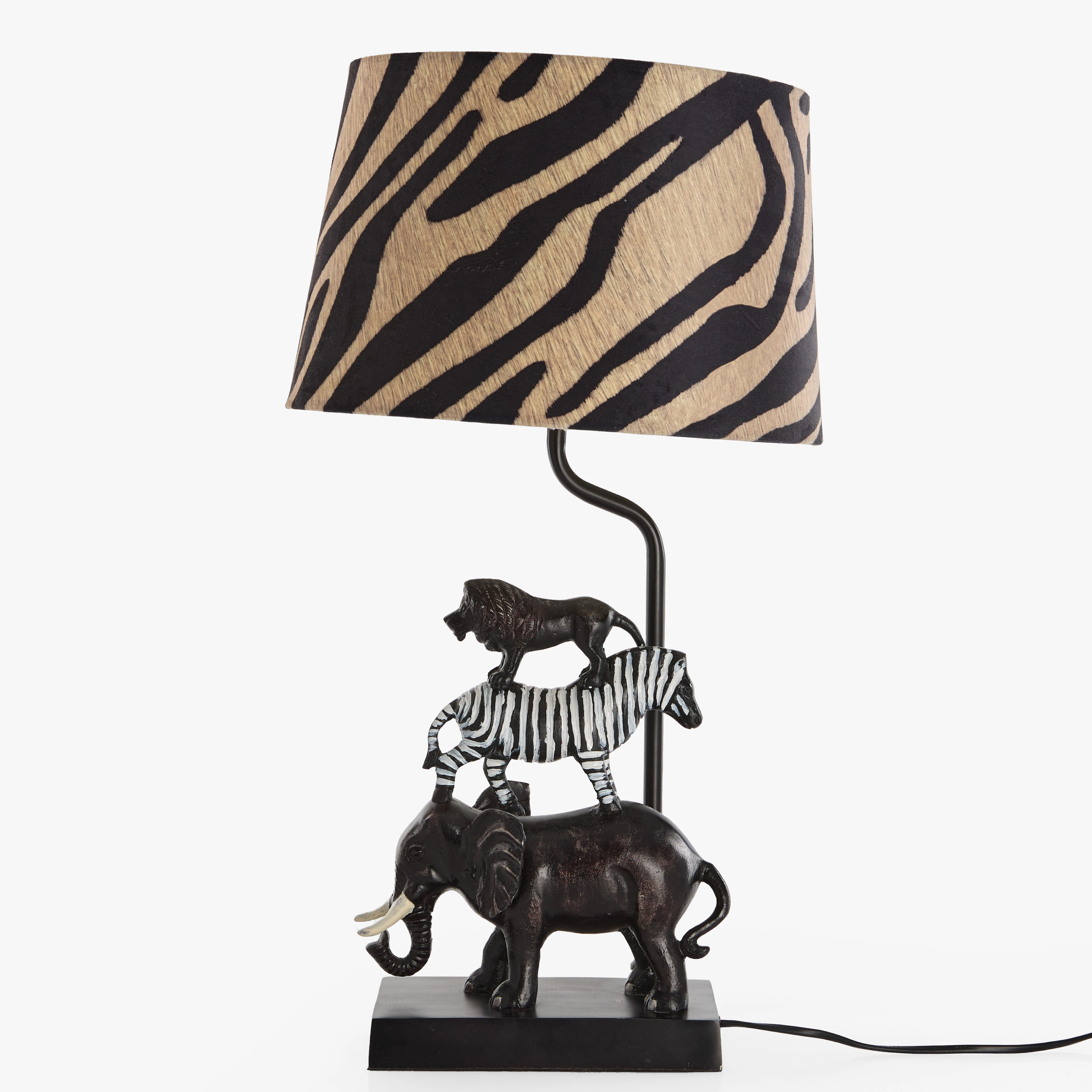 BORDSLAMPA, dekor av djur, bemålat aluminium, samtida.
