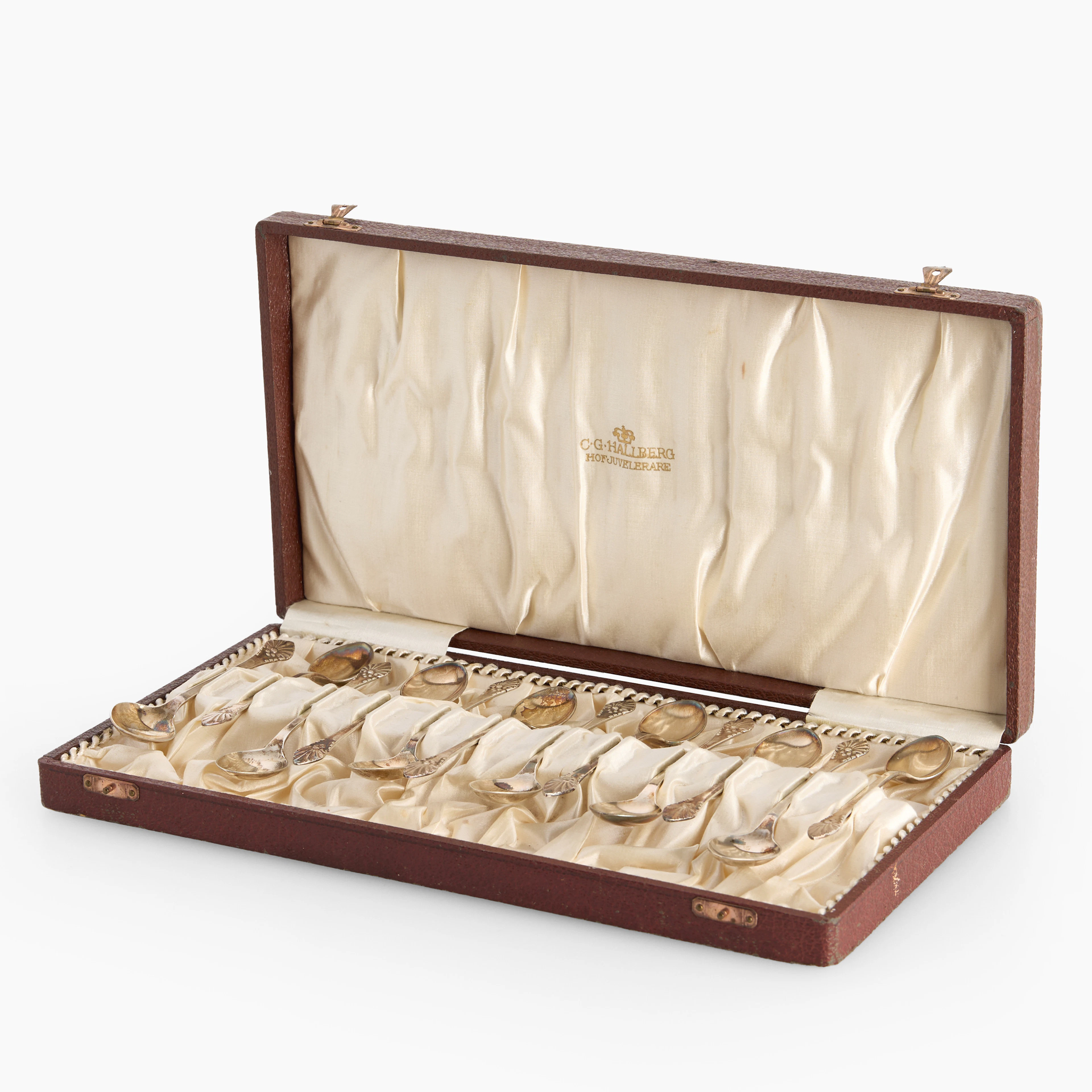 KAFFESKEDAR, 12 st, silver, CG HALLBERG (CGH), Stockholm 1930-tal.