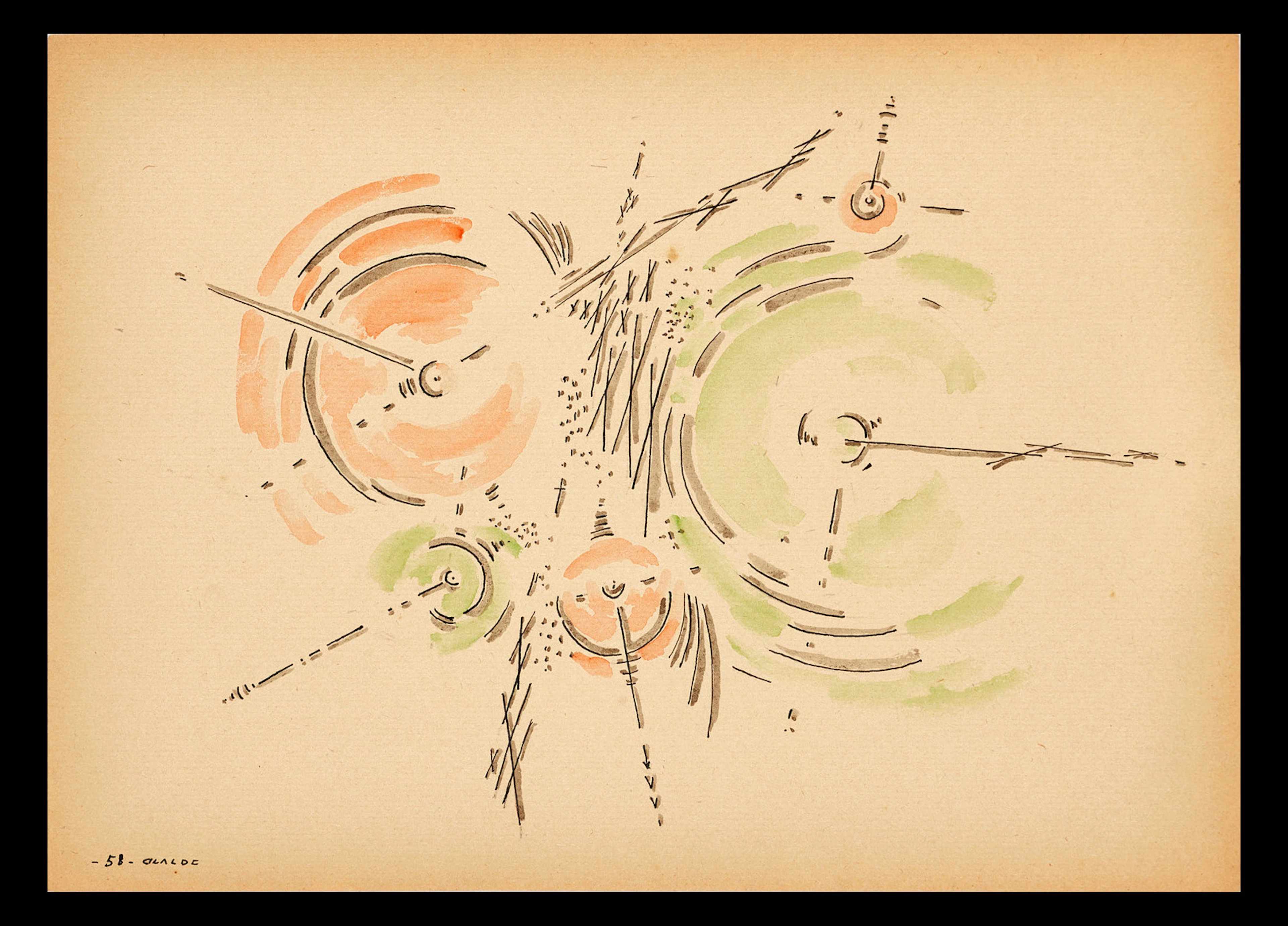GASTÓN OLALDE (Uruguay, 1925-2003). Komposition med cirklar, nr 45