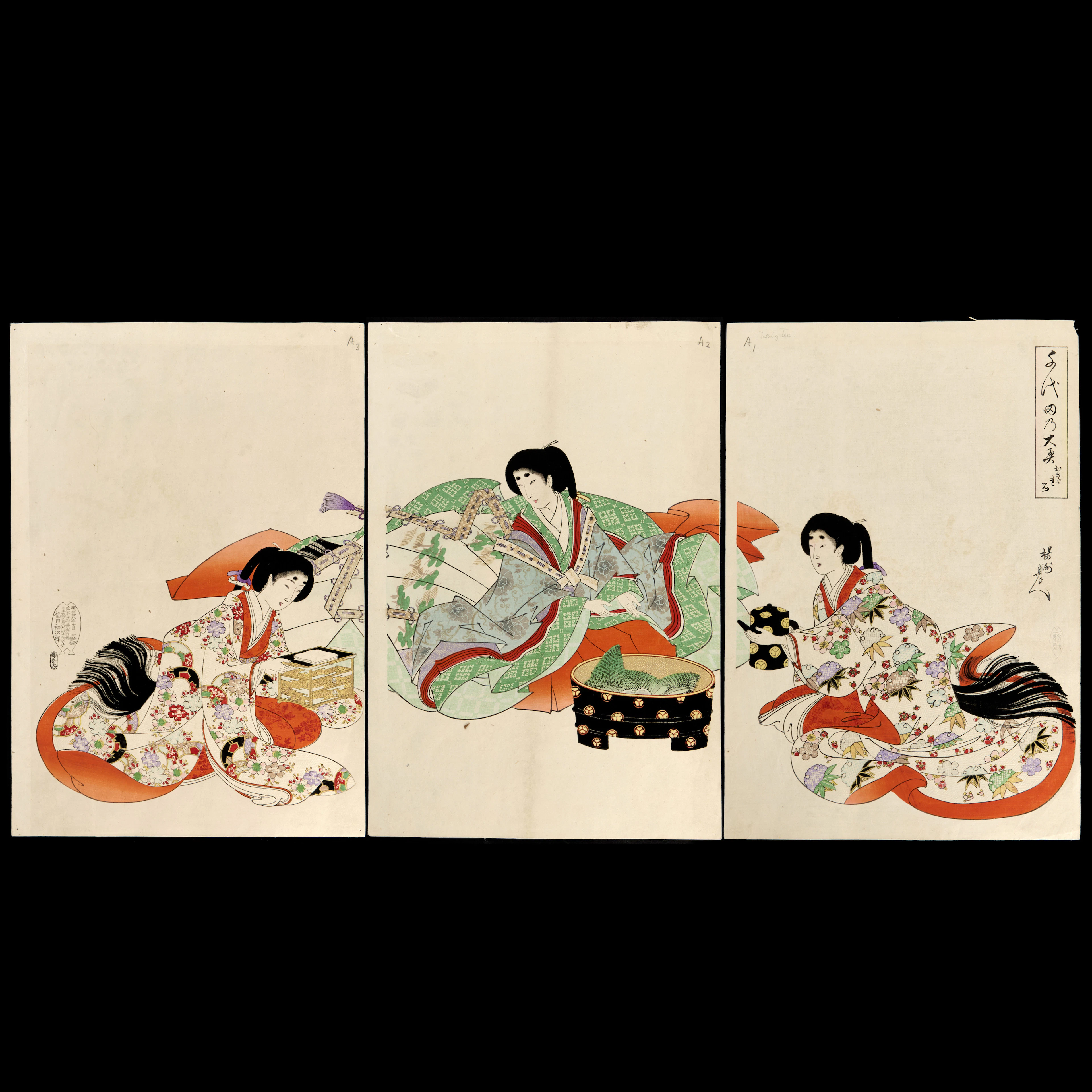 YOSHU CHIKANOBU (Japan 1838-1912), triptych from series "Chiyoda no