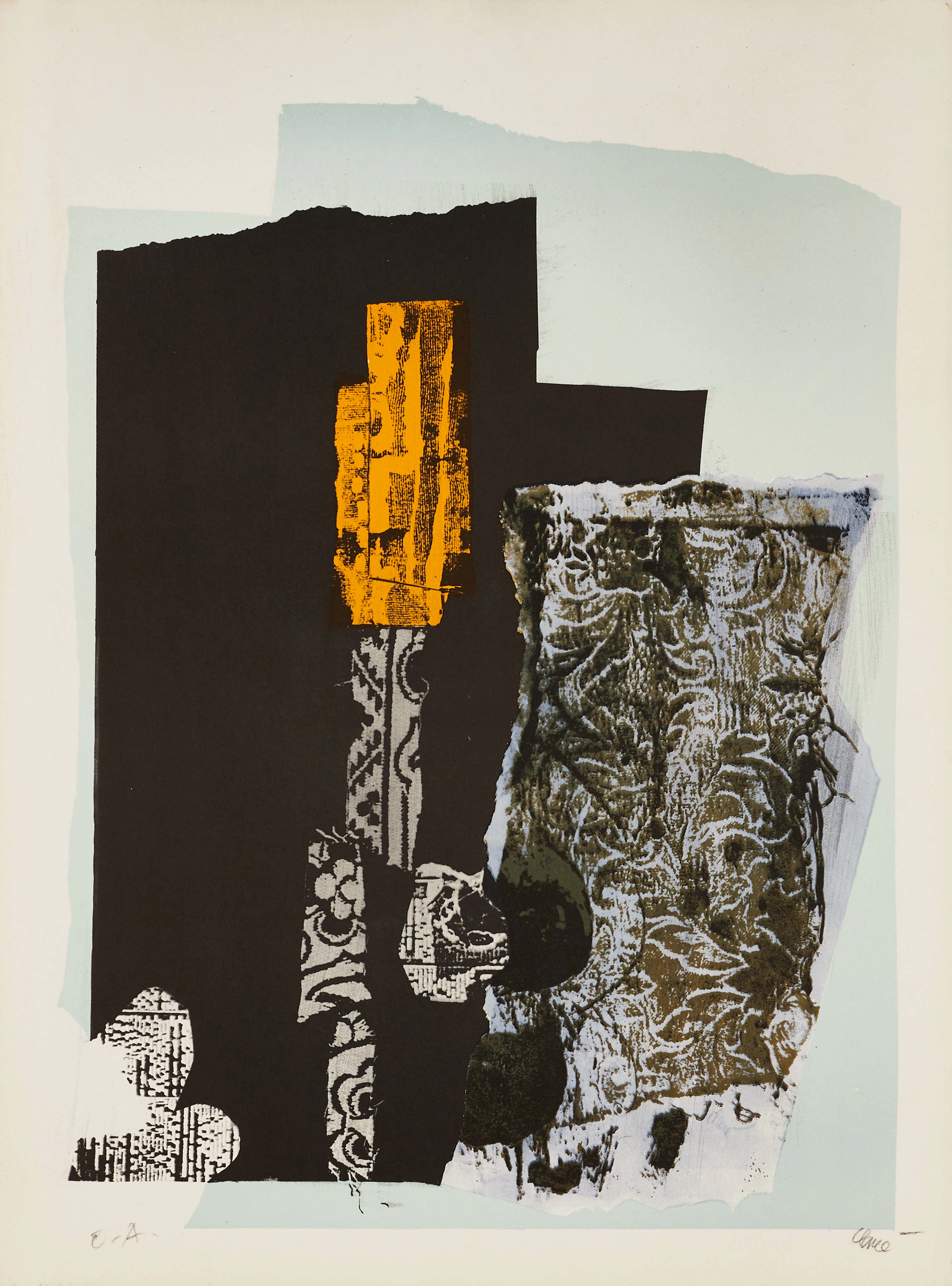 ANTONI CLAVÉ (1913-2005). Komposition, signerad Clavé, E-A, carborundum.