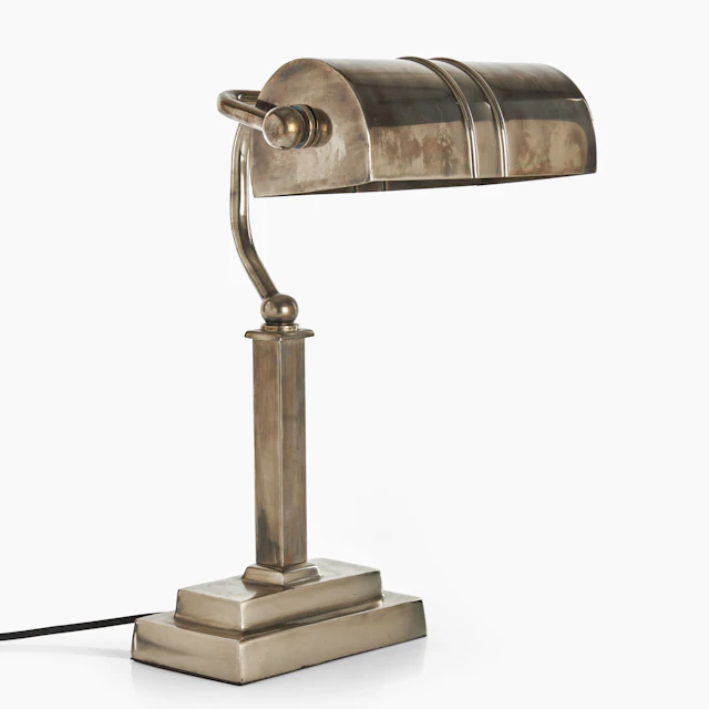 SKRIVBORDSLAMPA, Art Deco-stil, 2000-tal. Förnicklad.
