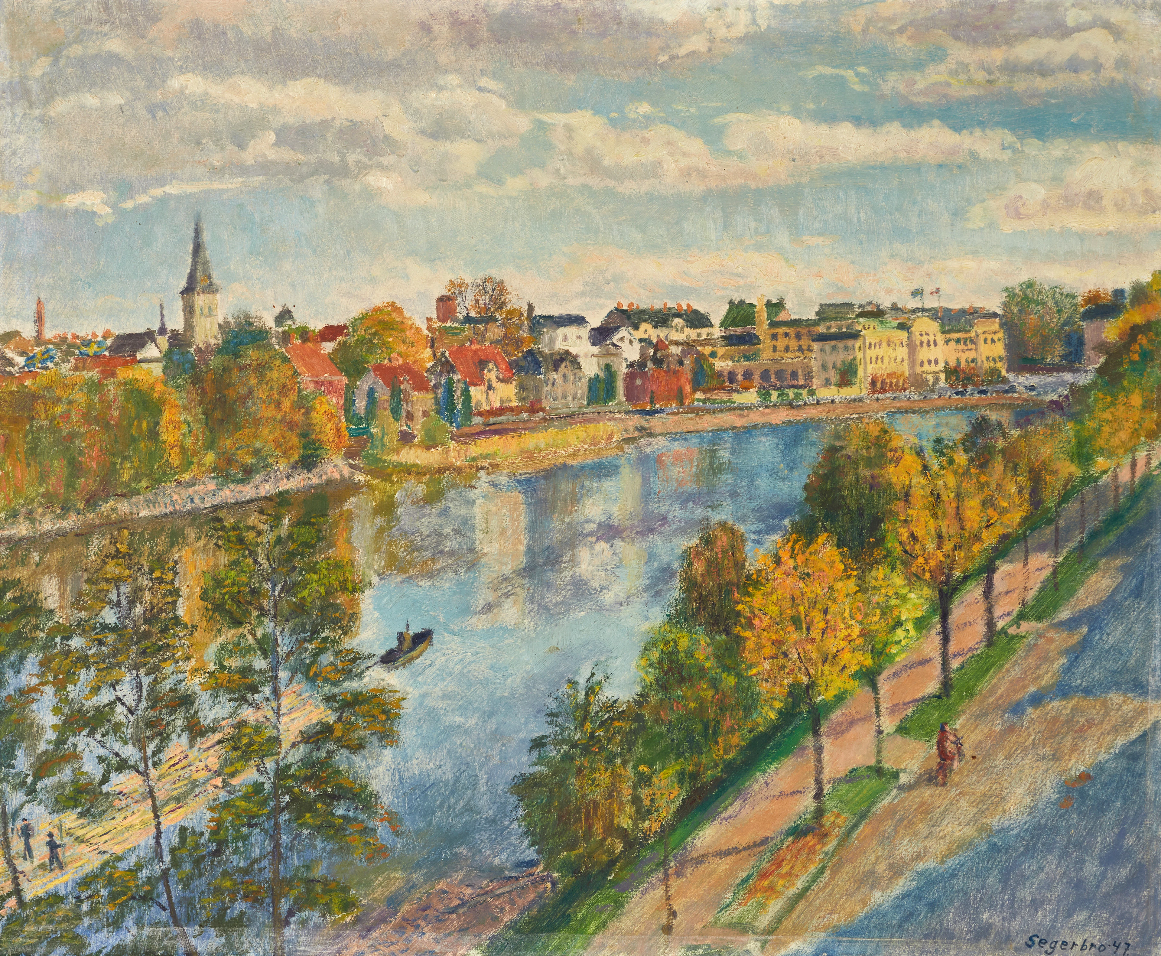 CARL SEGERBRO (1912-1980), "Karlstad och Klarälven", signerad och