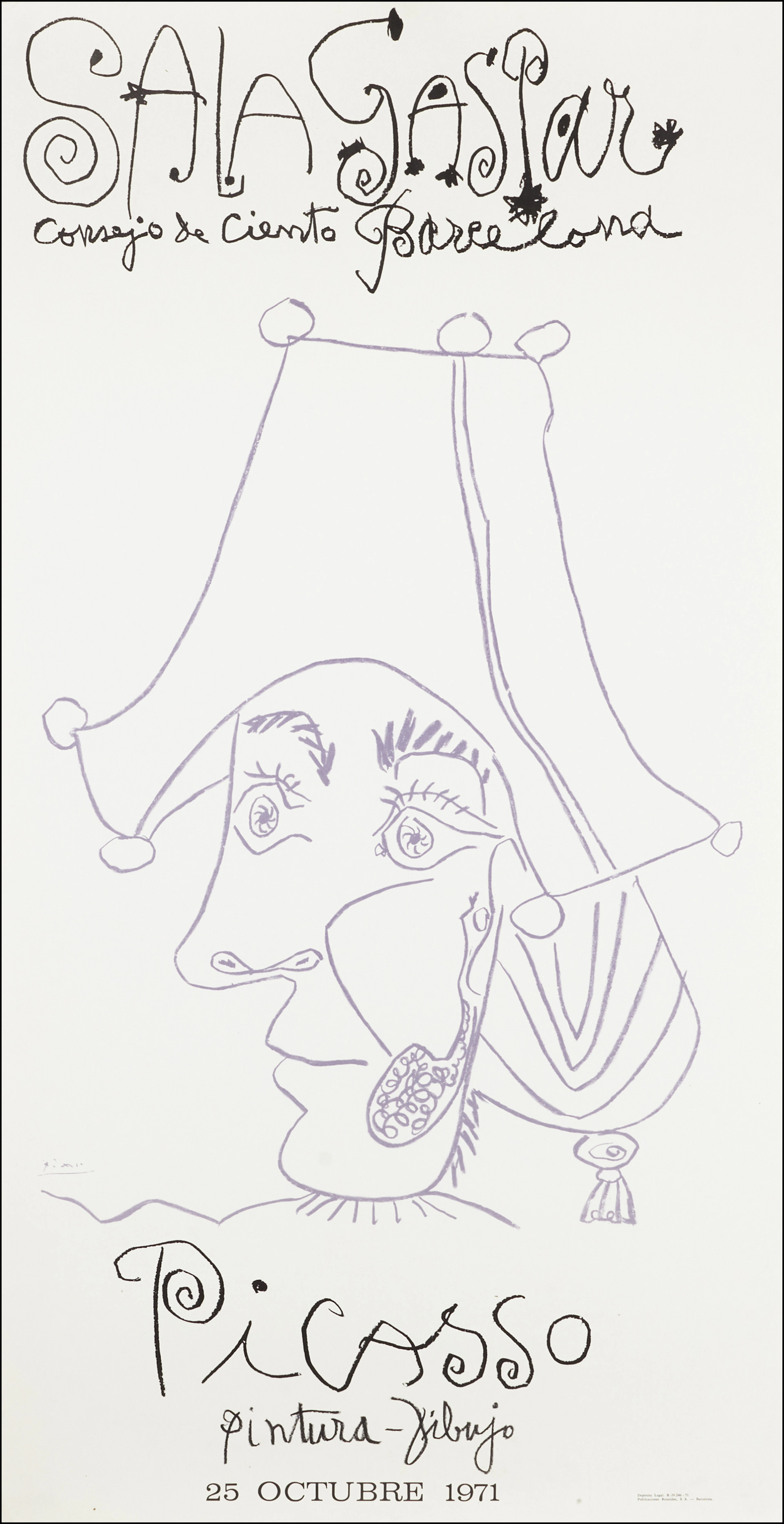 PABLO PICASSO. EFTER. Utställningsaffisch, "Pintura-Dibujo", 1971