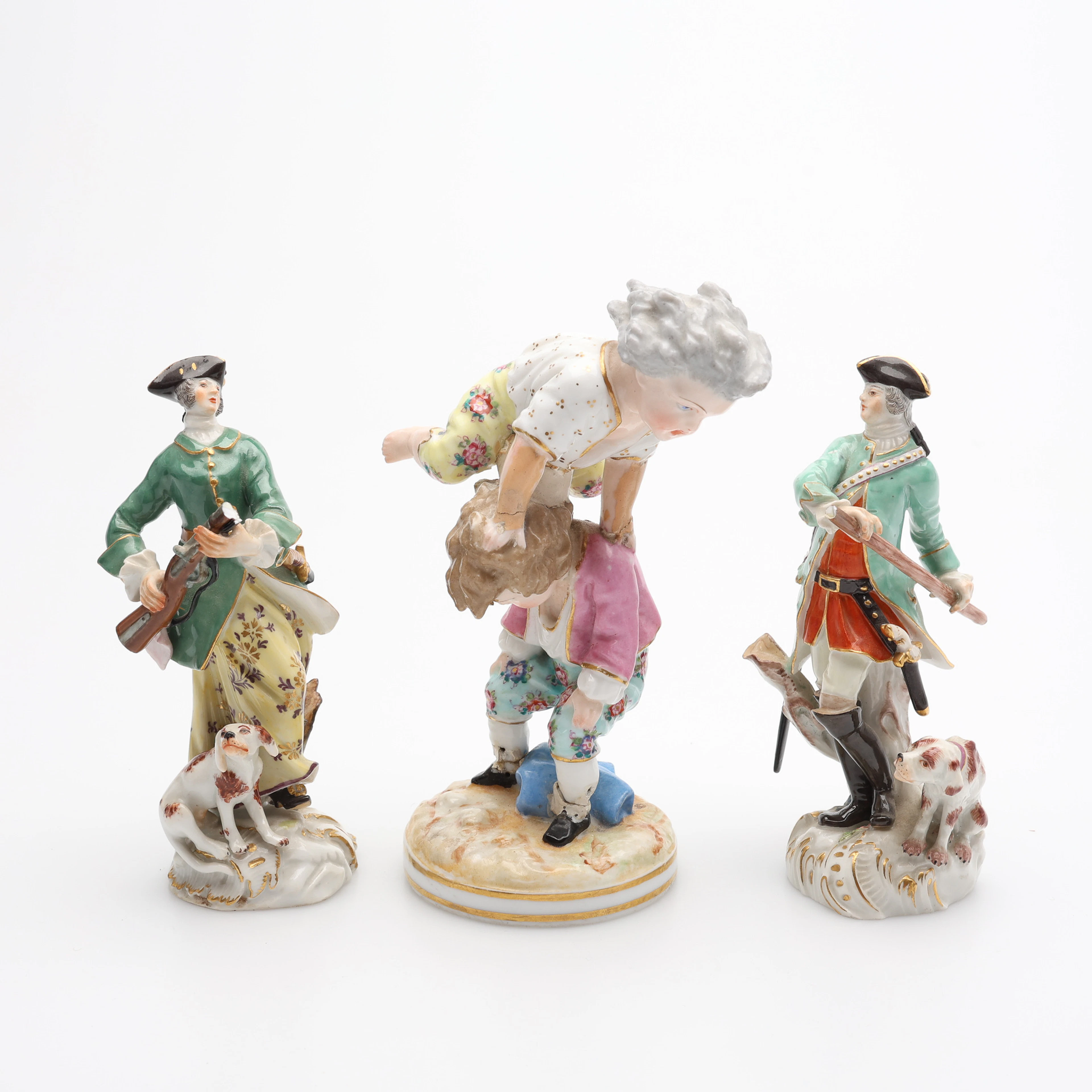 FIGURINER, 3 ST, PORSLIN, MEISSEN, 18/1900-TAL.