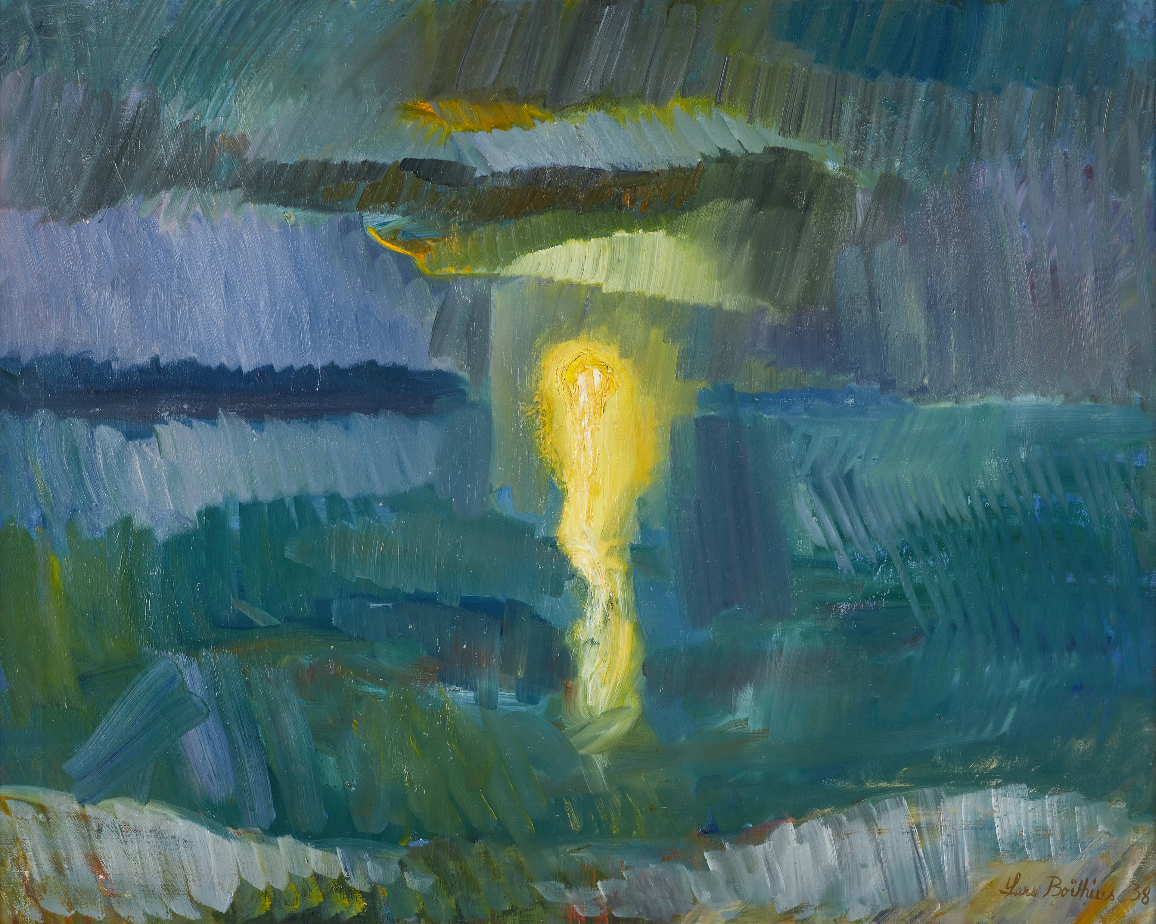 LARS BOËTHIUS (1903-1968), ”Gul strimma i landskap”, 1938, signerad