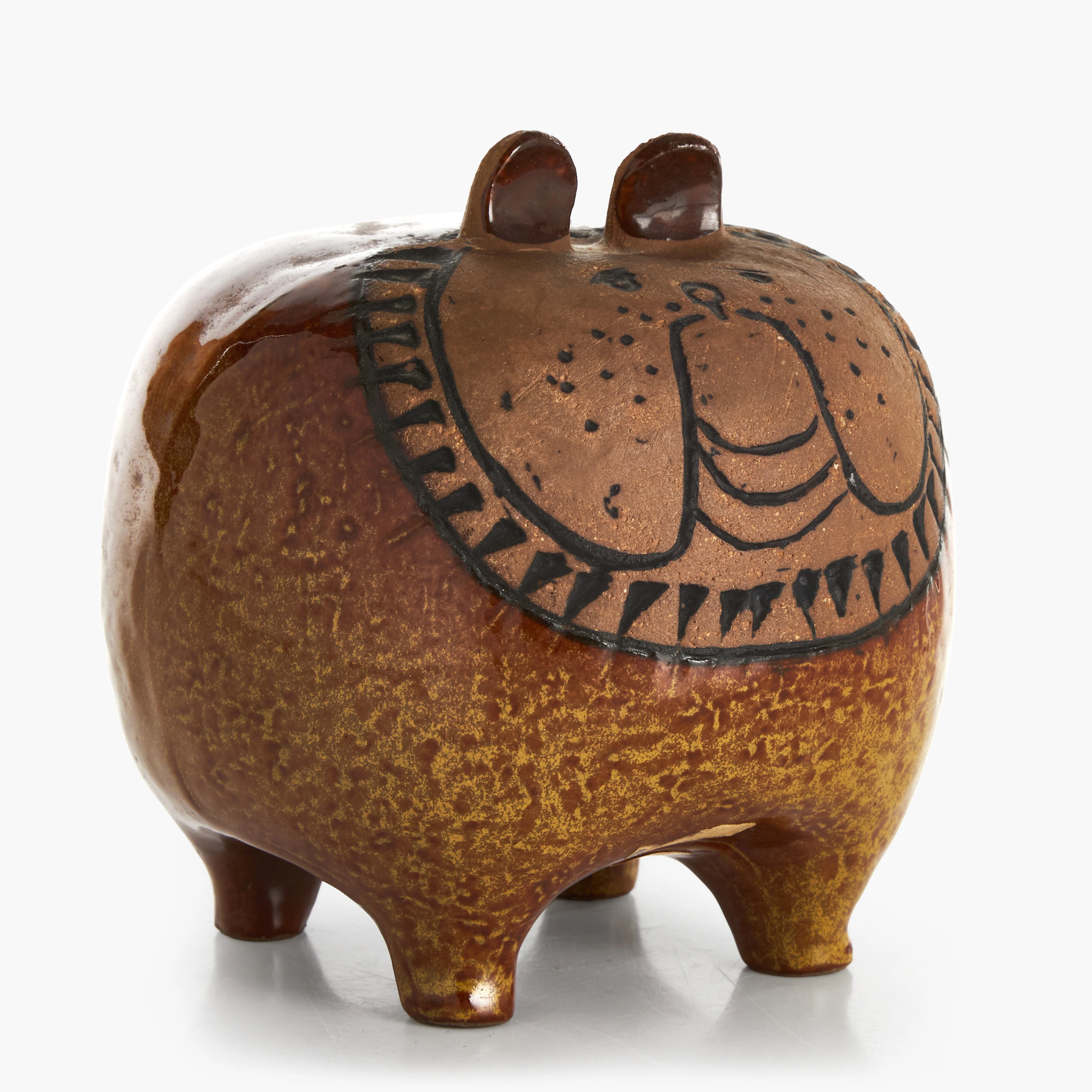 LISA LARSON. Figurin, "Bulldog" ur "Stora Zoo", Gustavsberg, delvis