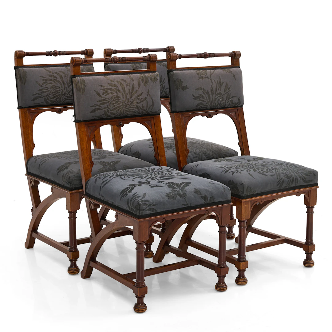 STOLAR, 4 st, England, senempire/nyrenässans, 1800-tal, mahogny.