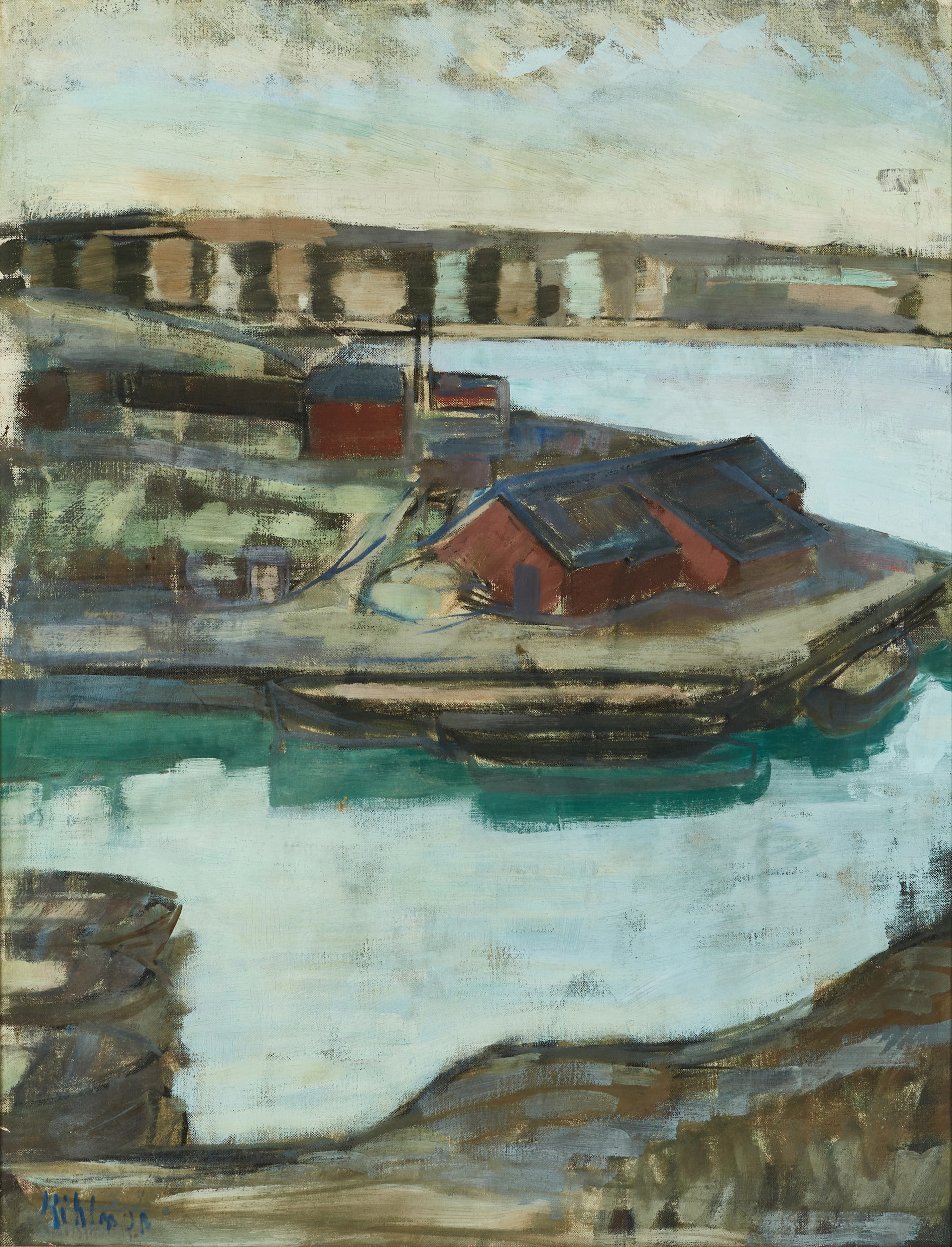 EINAR KIHLMAN (Sverige, 1912-2001), Hamnområde - Stockholm, signerad