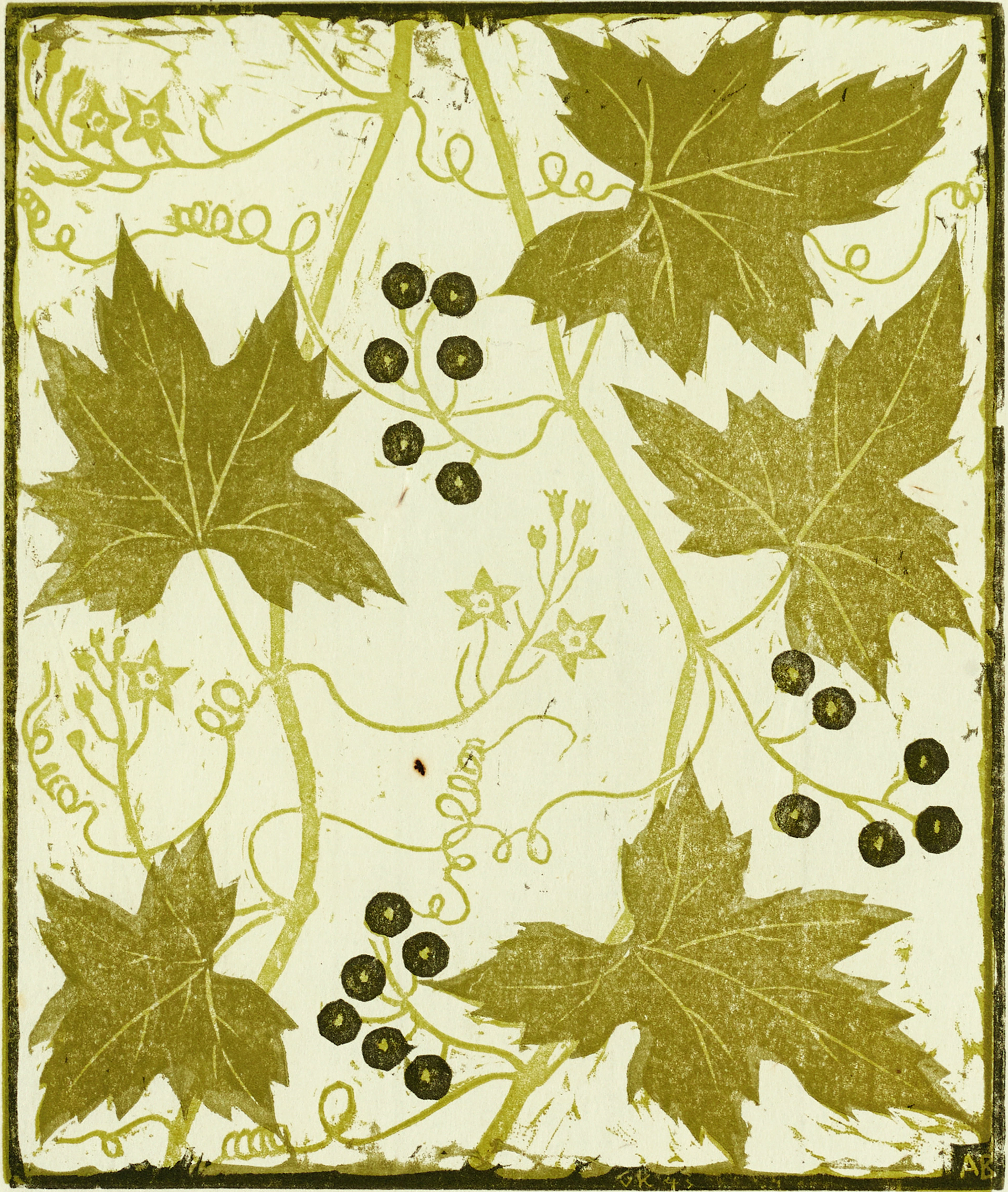 ANNIE BERGMAN (Liège, Belgien 1889 -1987 Stockholm), "Hundrova", färgträsnitt.