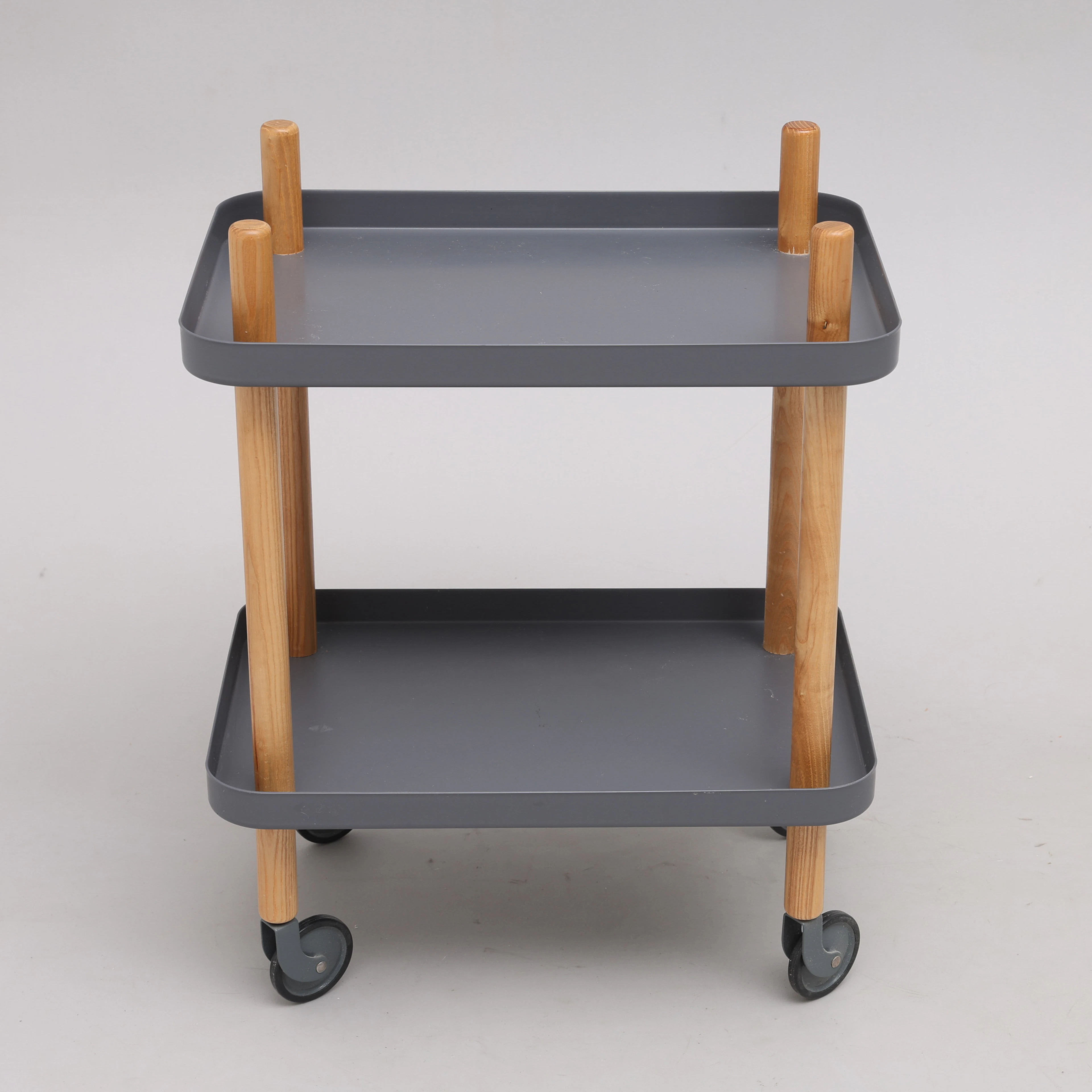 SIMON LEGALD. SERVERINGSVAGN, ASK & GRÅLACKERAD METALL, "BLOCK TABLE"