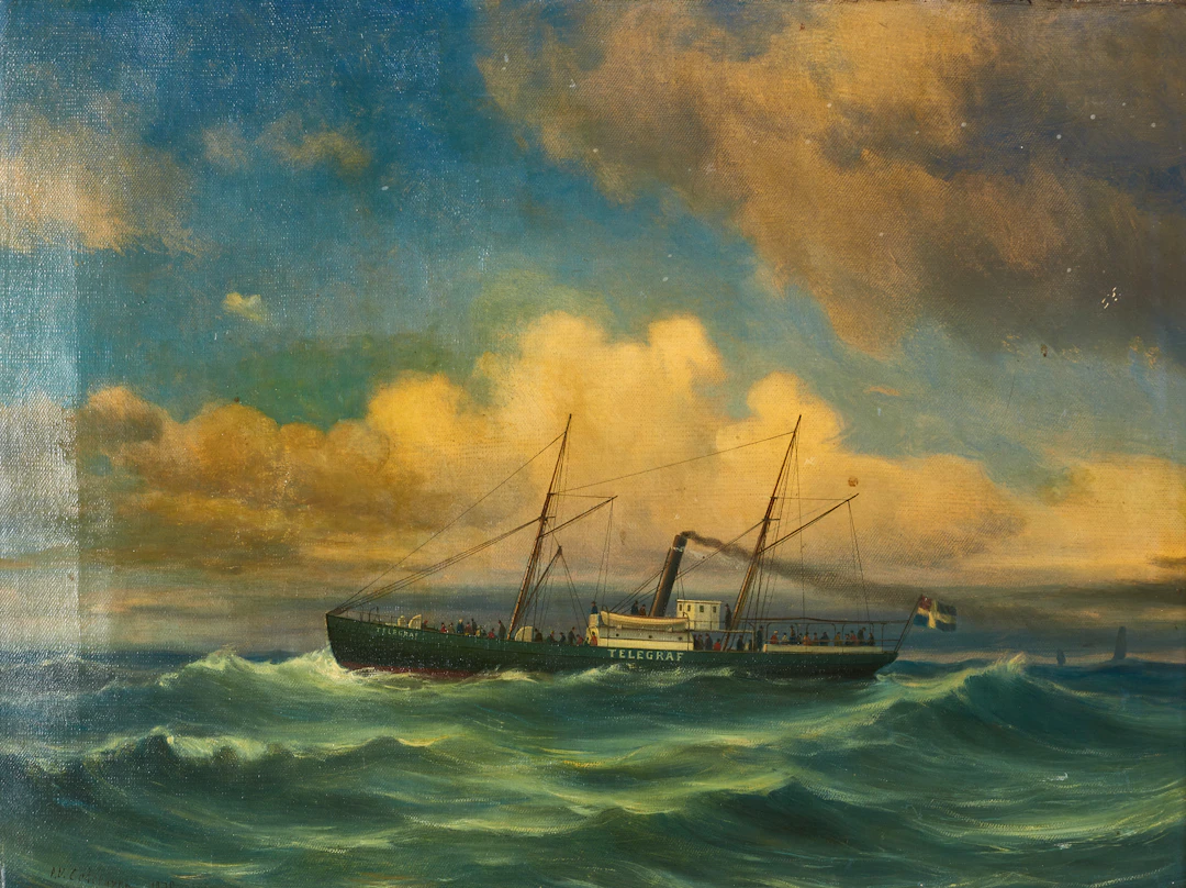 PER WILHELM CEDERGREN (1823–1896). Ångfartyget "Telegraf", signerad