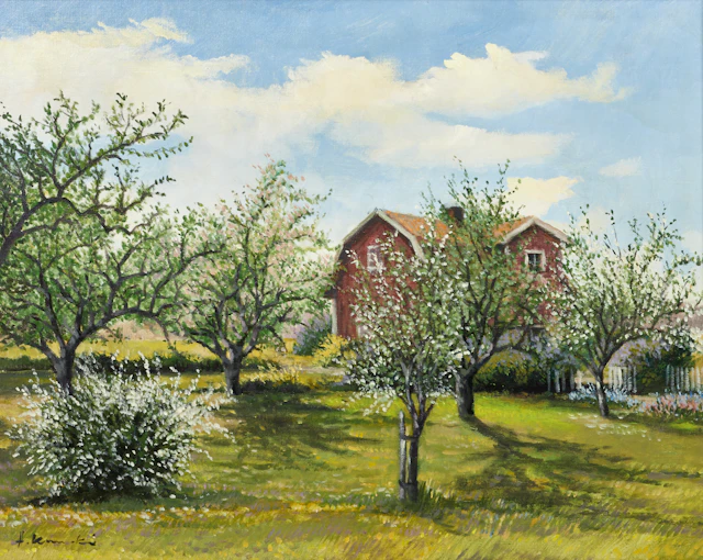 ALEXANDER KUNICKI (SVERIGE, FÖDD 1938). Sommaridyll med blommande