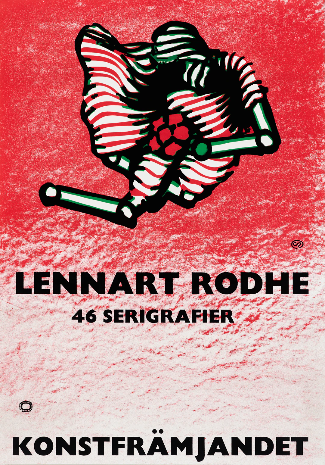 LENNART RODHE. Utställningsaffisch, "46 serigrafier", Konstfrämjandet.