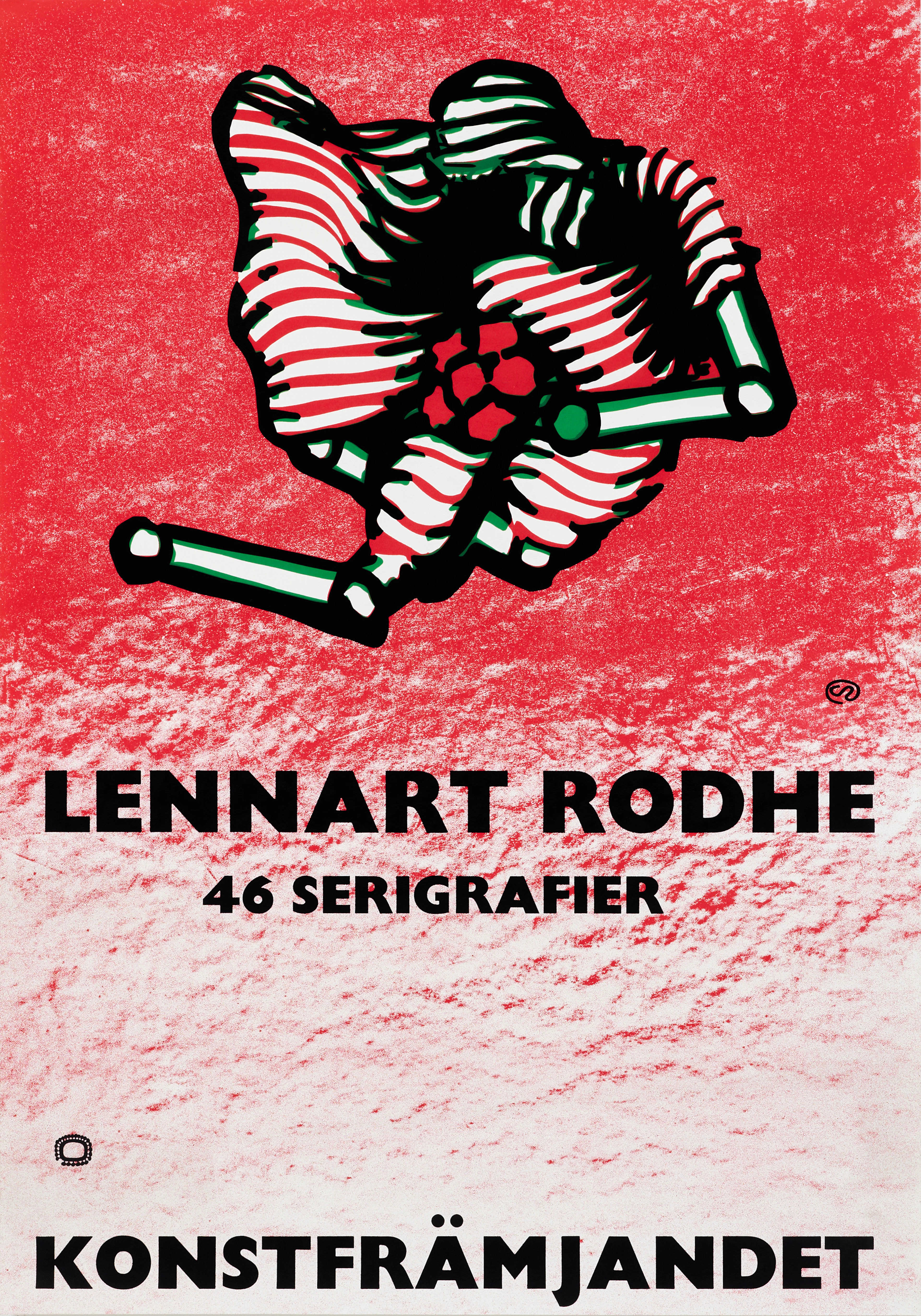 LENNART RODHE. Utställningsaffisch, "46 serigrafier", Konstfrämjandet.