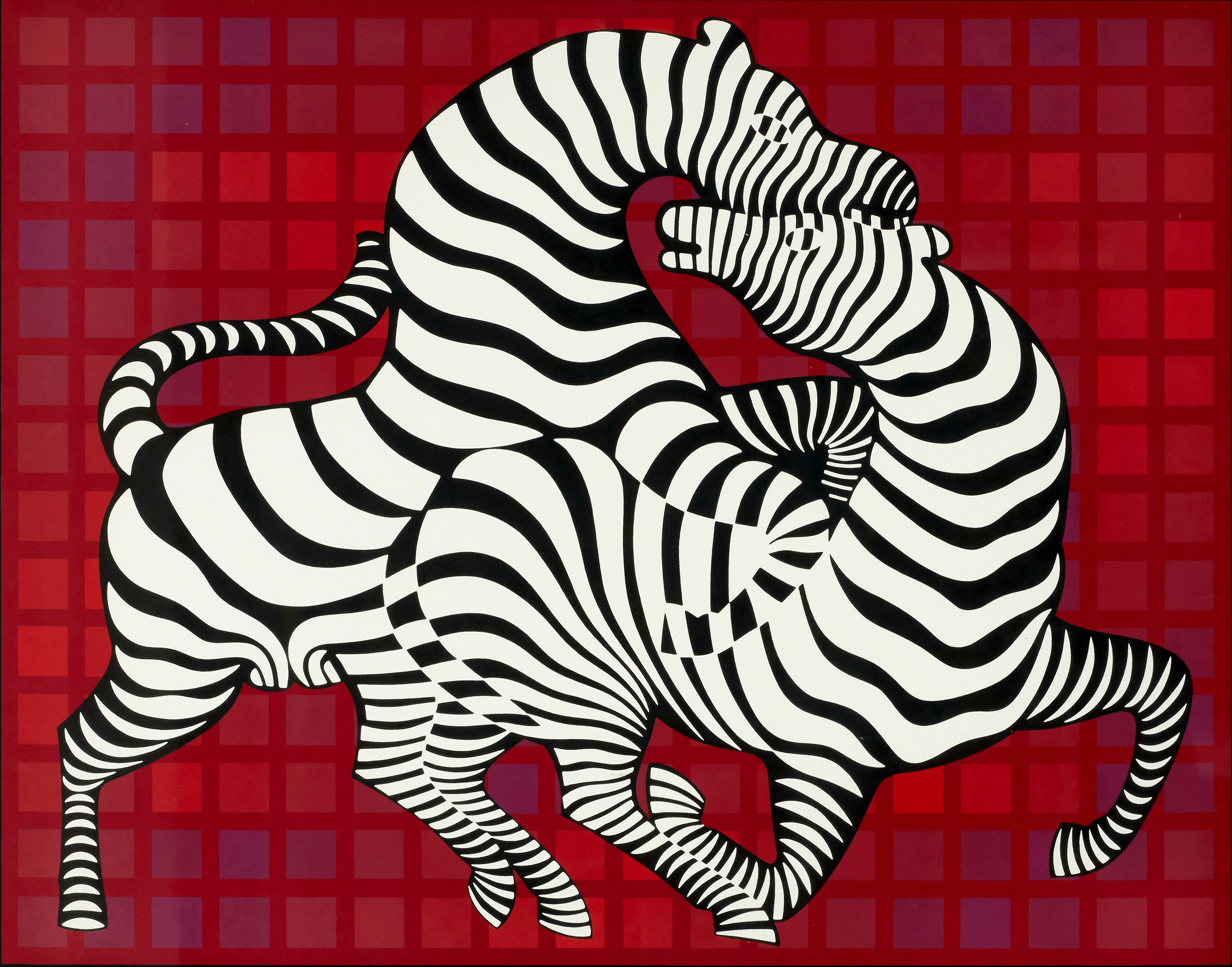 VICTOR VASARELY (Frankrike, 1906–1997. "Lekande Zebror", signerade, seriegrafi.