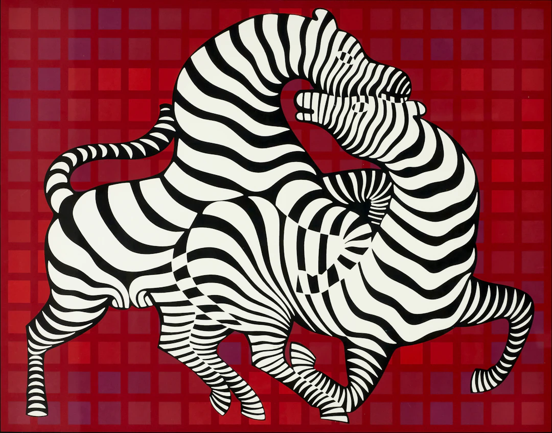 VICTOR VASARELY (Frankrike, 1906–1997. "Lekande Zebror", signerade, seriegrafi.