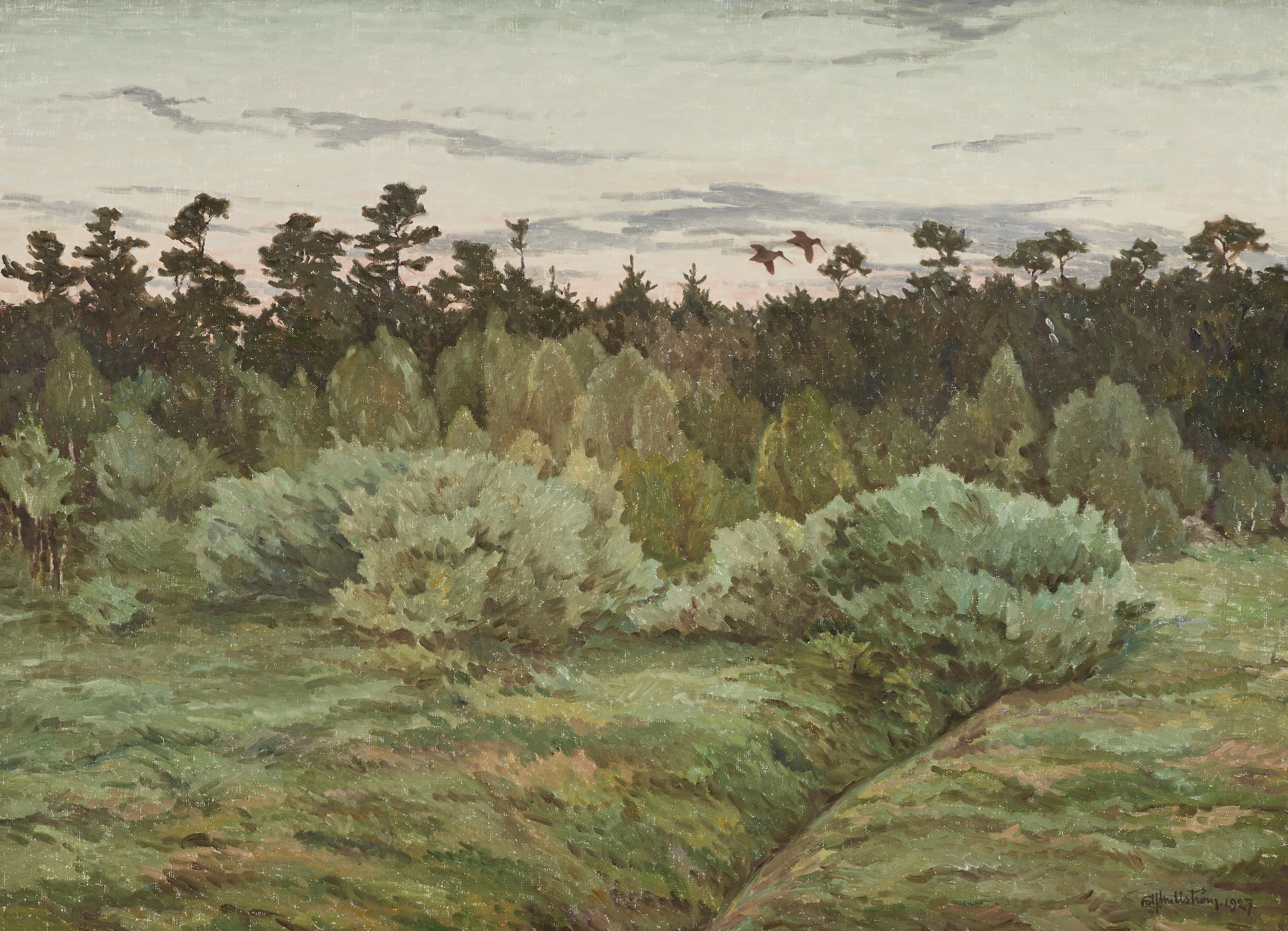 ROLF MELLSTRÖM (1896-1953), Sträckande fåglar, signerad och daterad
