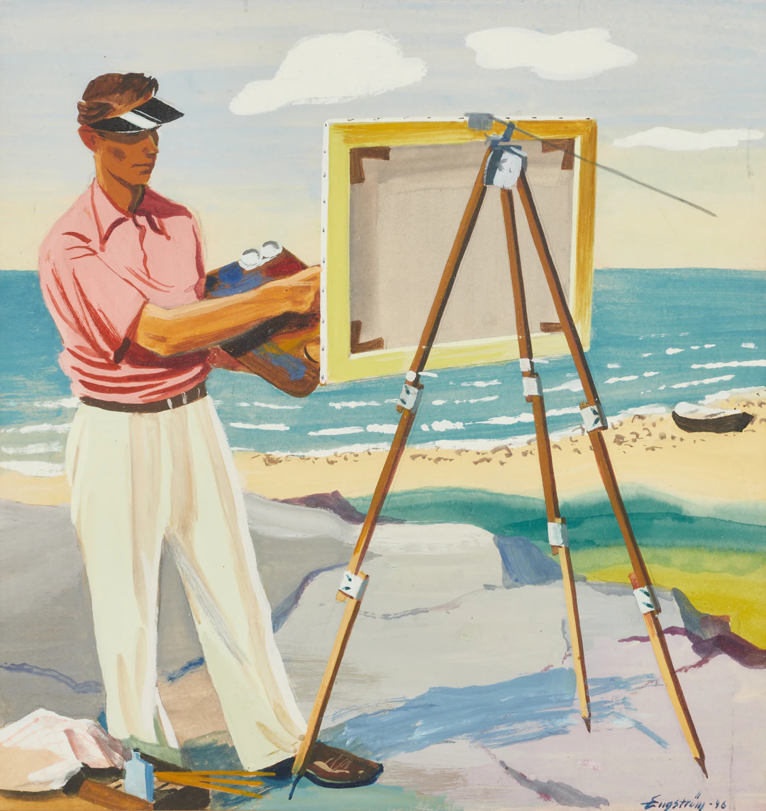 LARS ENGSTRÖM (Brantevk 1914-1950 Malmö), Konstnären vid stafflit