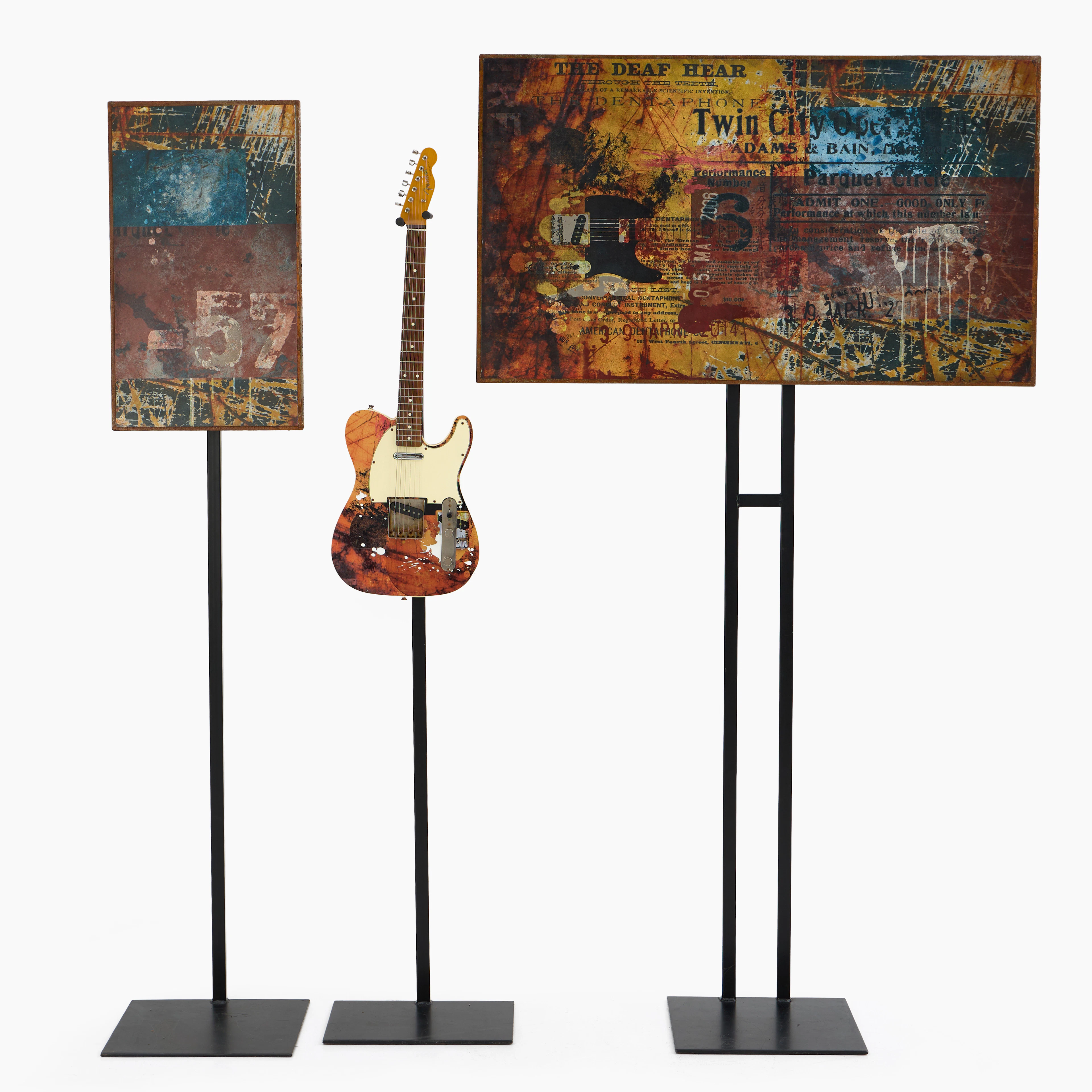 PEPPE TANNEMYR. Skulptur med elgitarr, Fender Telecaster, konstverk