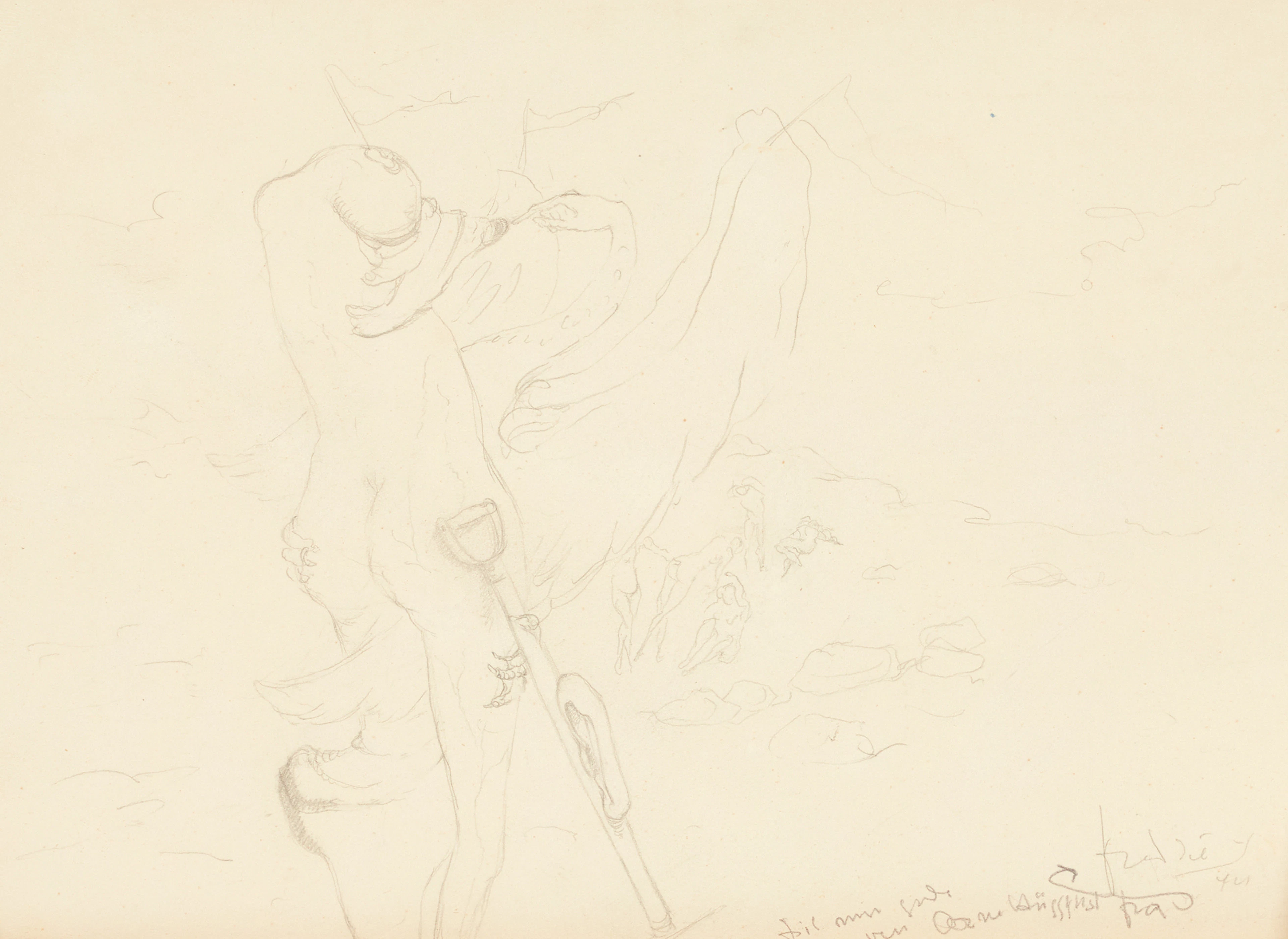 WILHELM FREDDIE (Danmark, 1909-1995). Surrealistisk figurscen, signerad