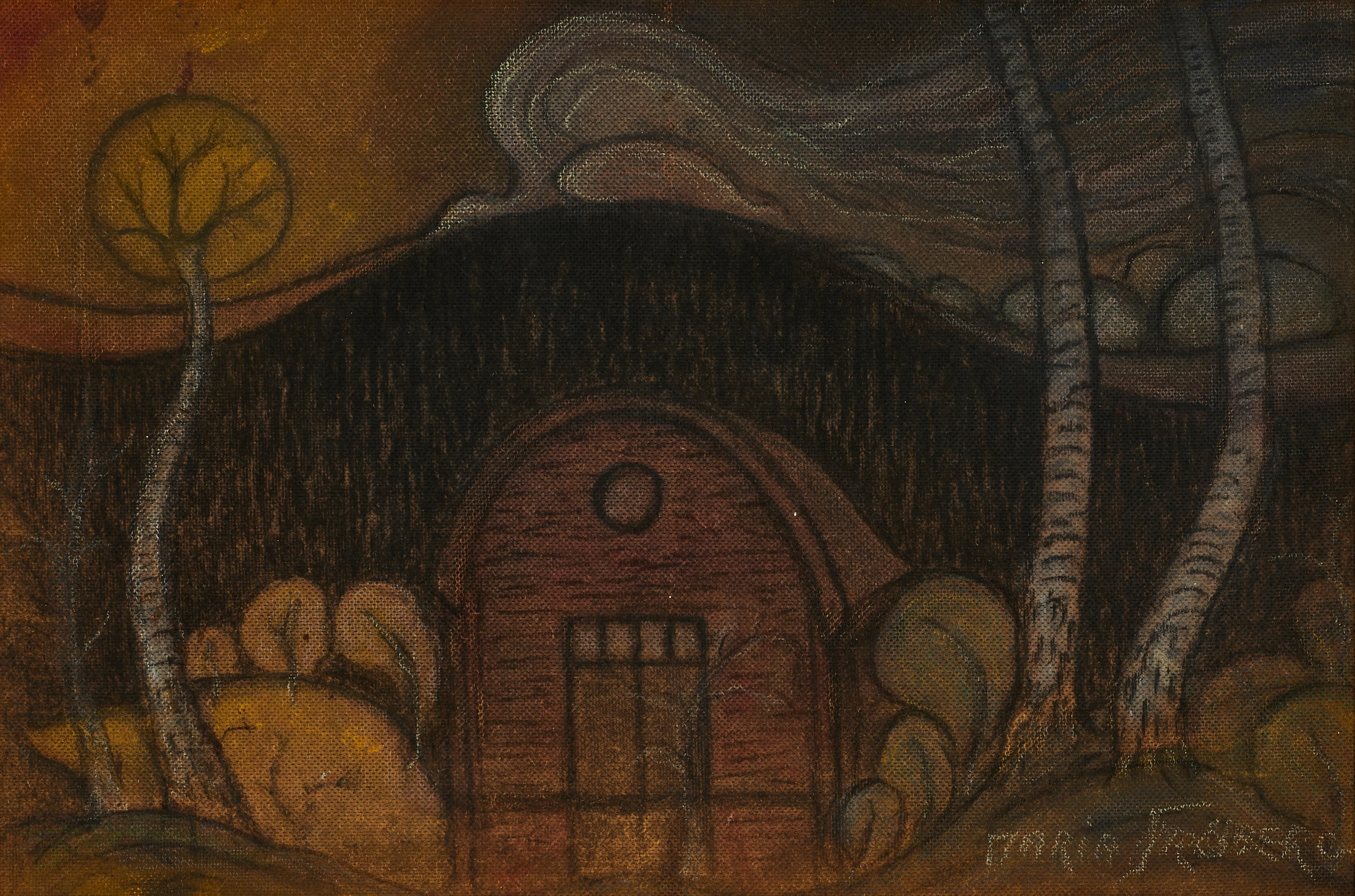 MARIA FRÖBERG (Västerås 1886-1962 Eskilstuna). Landskap med hus, signerad
