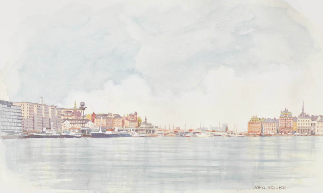 JOHN HEIKE (f. 1968), 2 st, stockholmsmotiv, Gamla stan från stadshuset