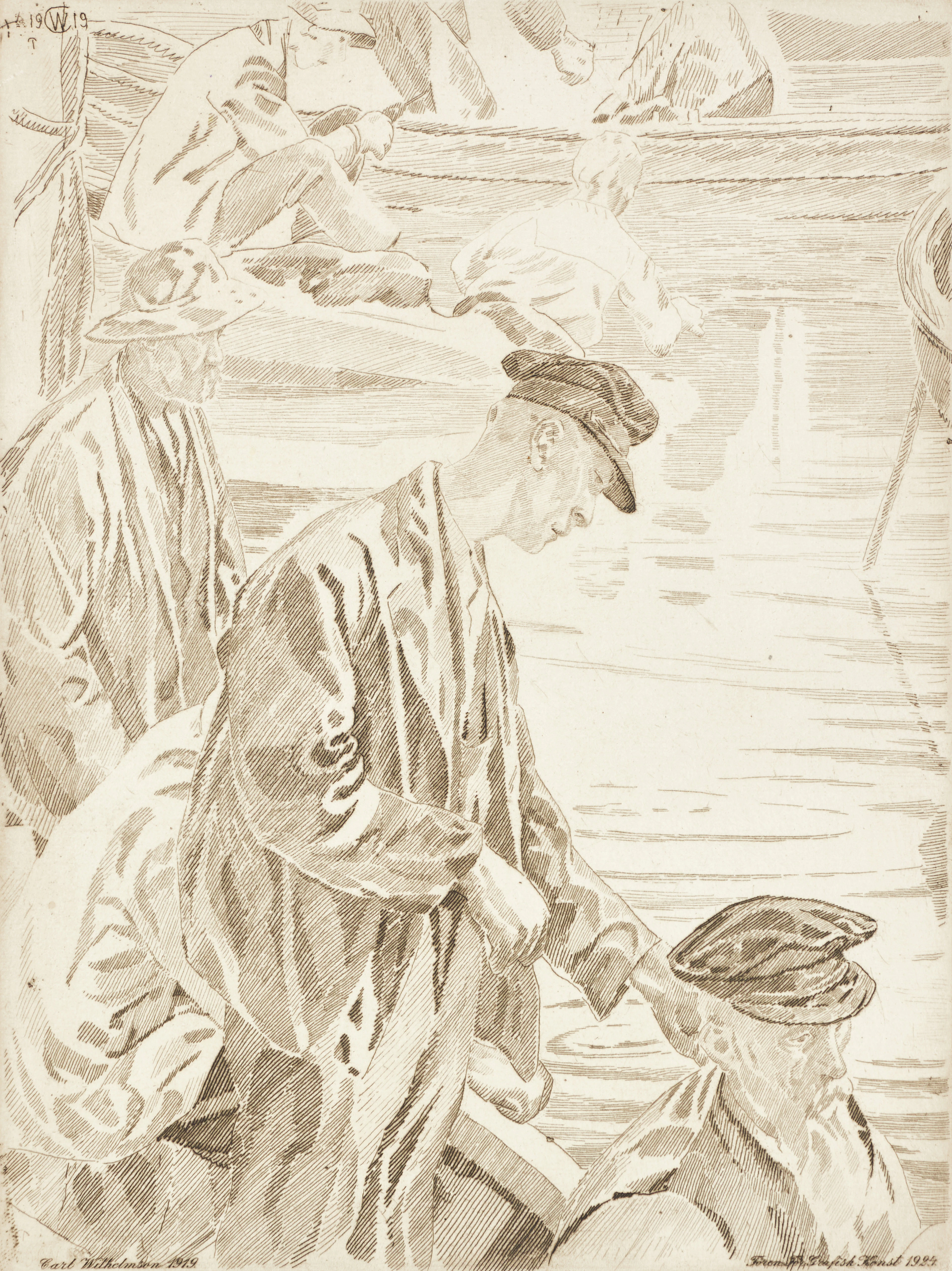CARL WILHELMSON. "Makrillfiskare", signerad i trycket, etsning, Föreningen