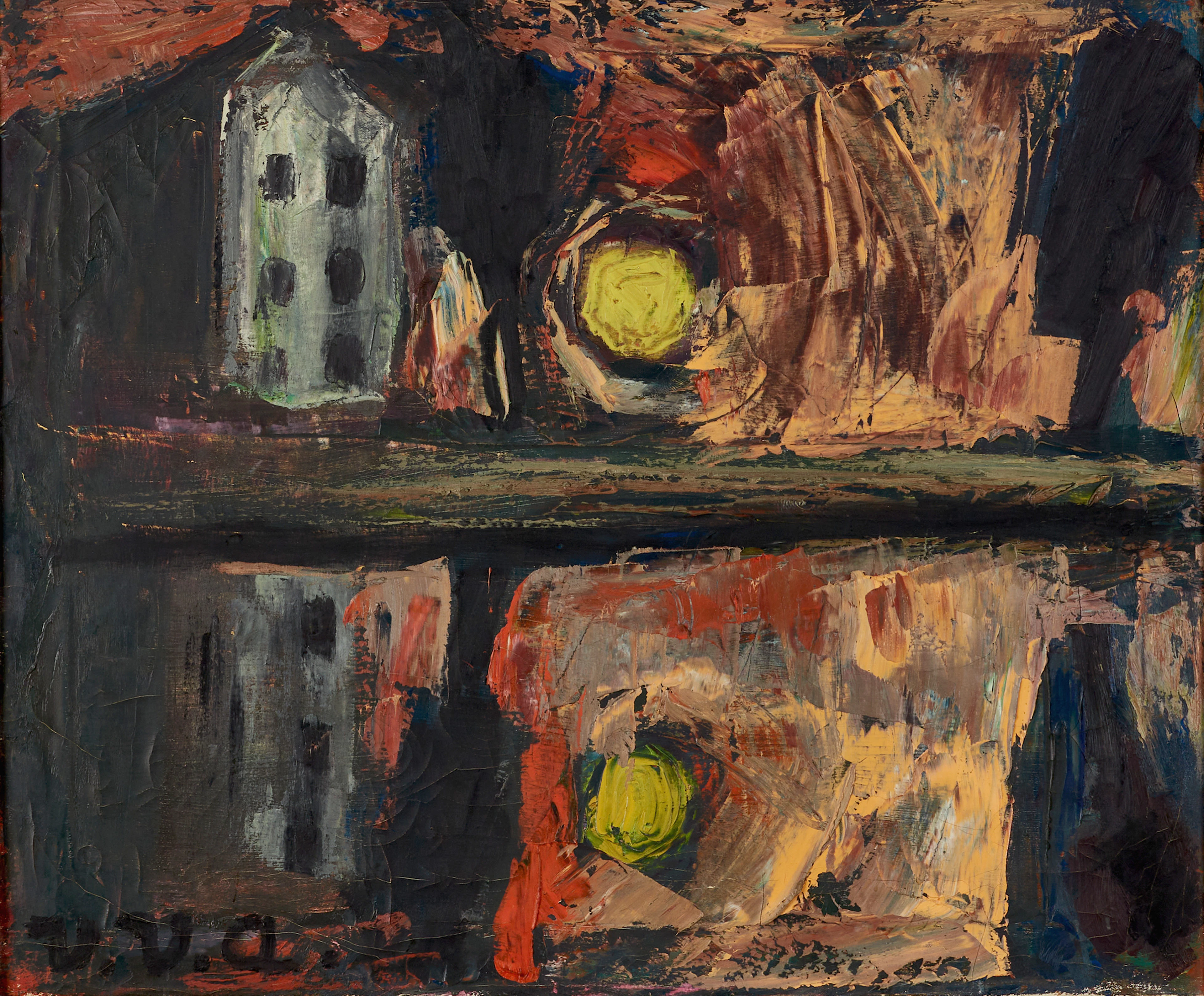 VEIKKO AALTONA (1910-1990), Månlandskap, monogramsignerad, olja på duk.