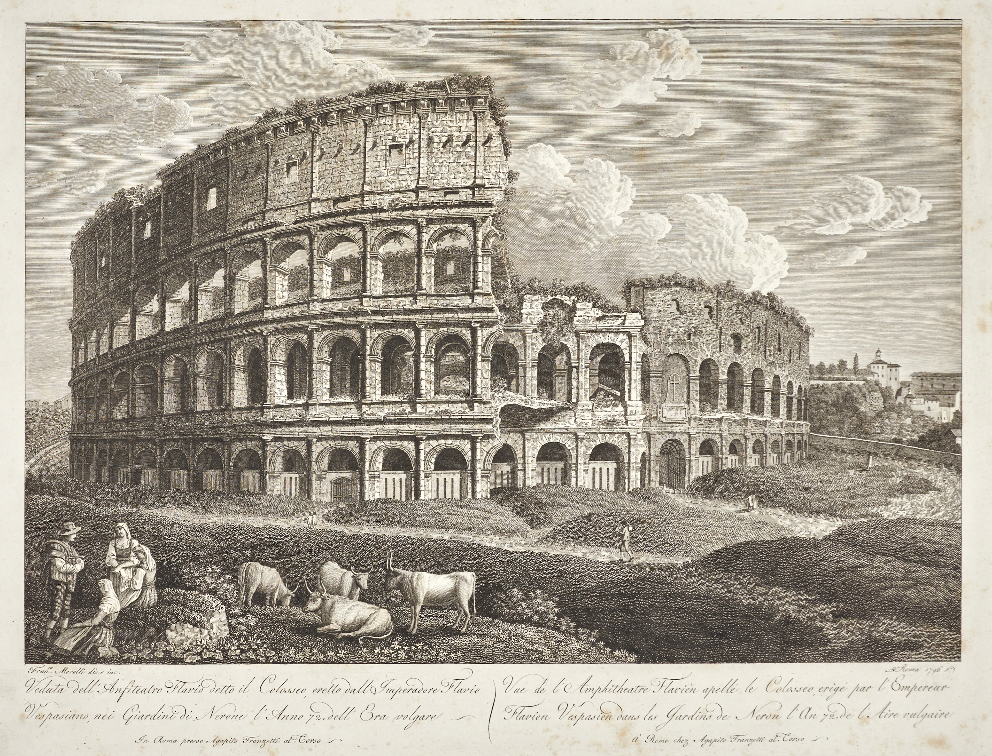 FRANÇOIS MOREL (ca 1768-ca 1840), "Veduta dell'Anfiteatro Flavio detto