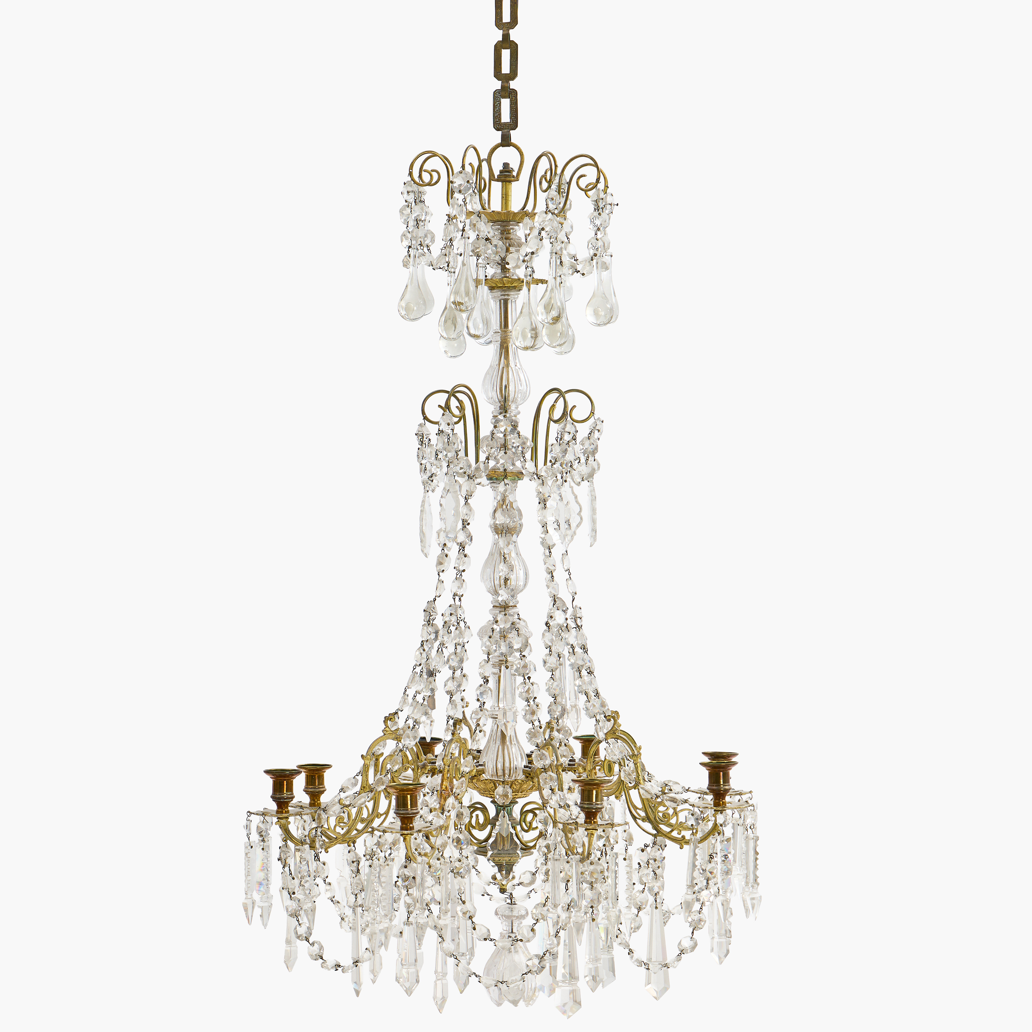 LJUSKRONA, oscariansk, 1800-talets andra hälft, 8 ljusarmar, olikformade