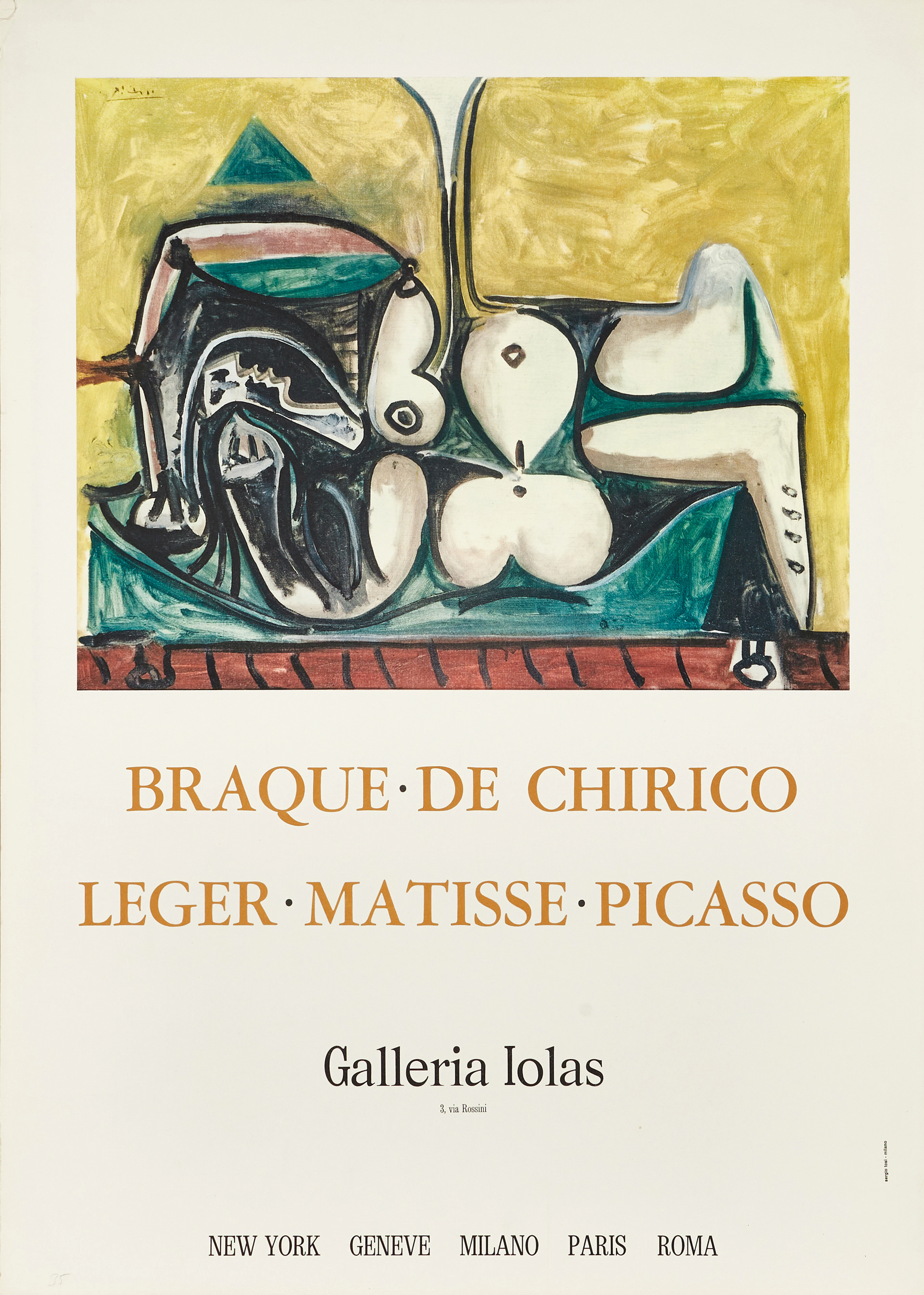PABLO PICASSO (1881-1973). Efter. Utställningsaffisch, "Braque, de