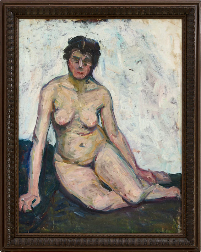 MATHILDE WIGERT-ÖSTERLCUND (1873–1943). "Kvinnlig modell", olja på