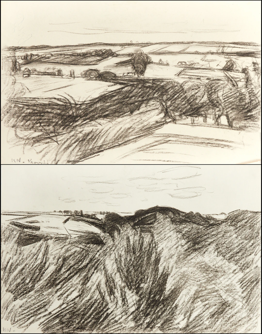 KARL NORDSTRÖM (Tjörn 1855-1923 Drottningholm). Två vidsträckta landskap